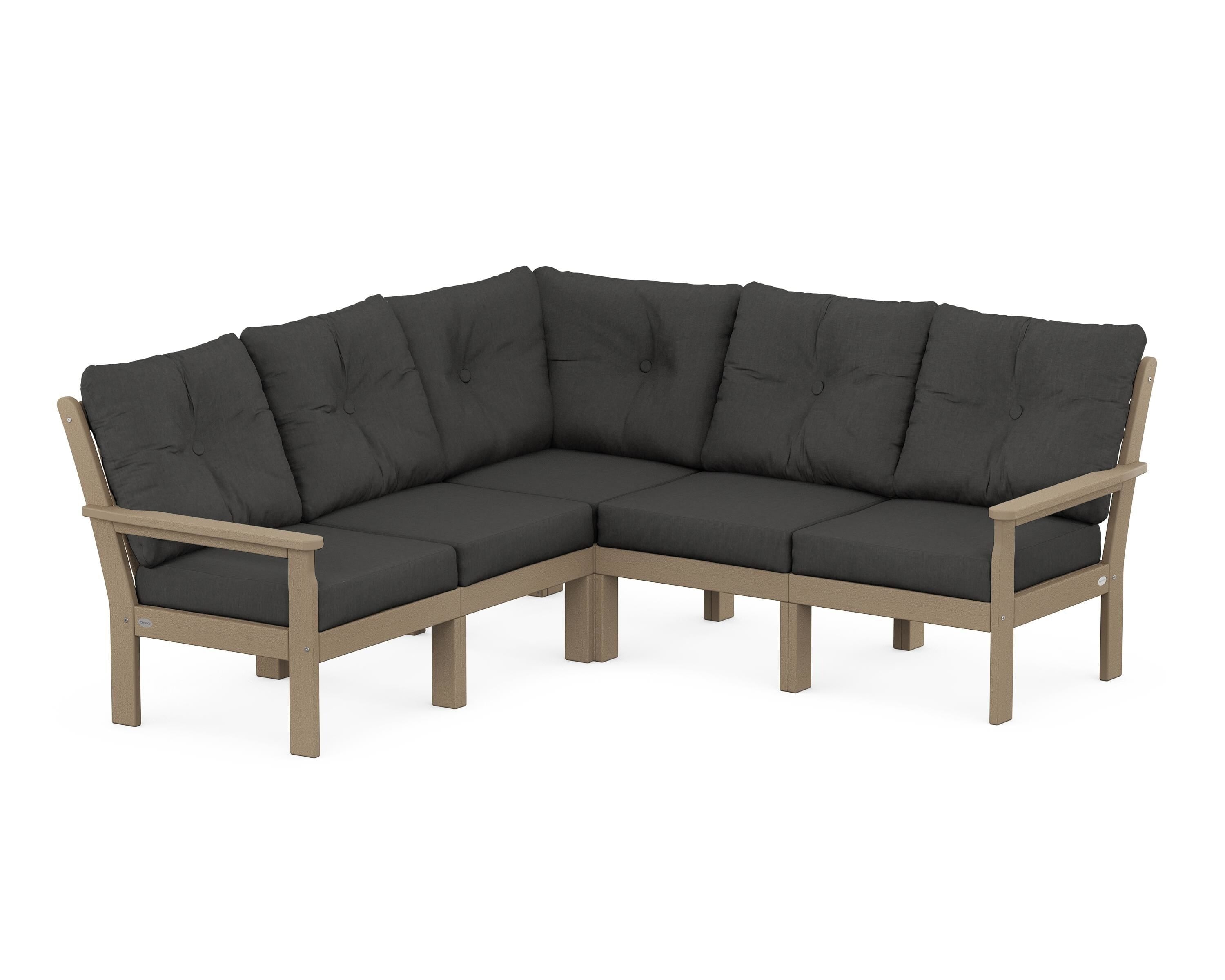 POLYWOOD Vineyard 5-Piece Sectional in Vintage Sahara / Spectrum Carbon