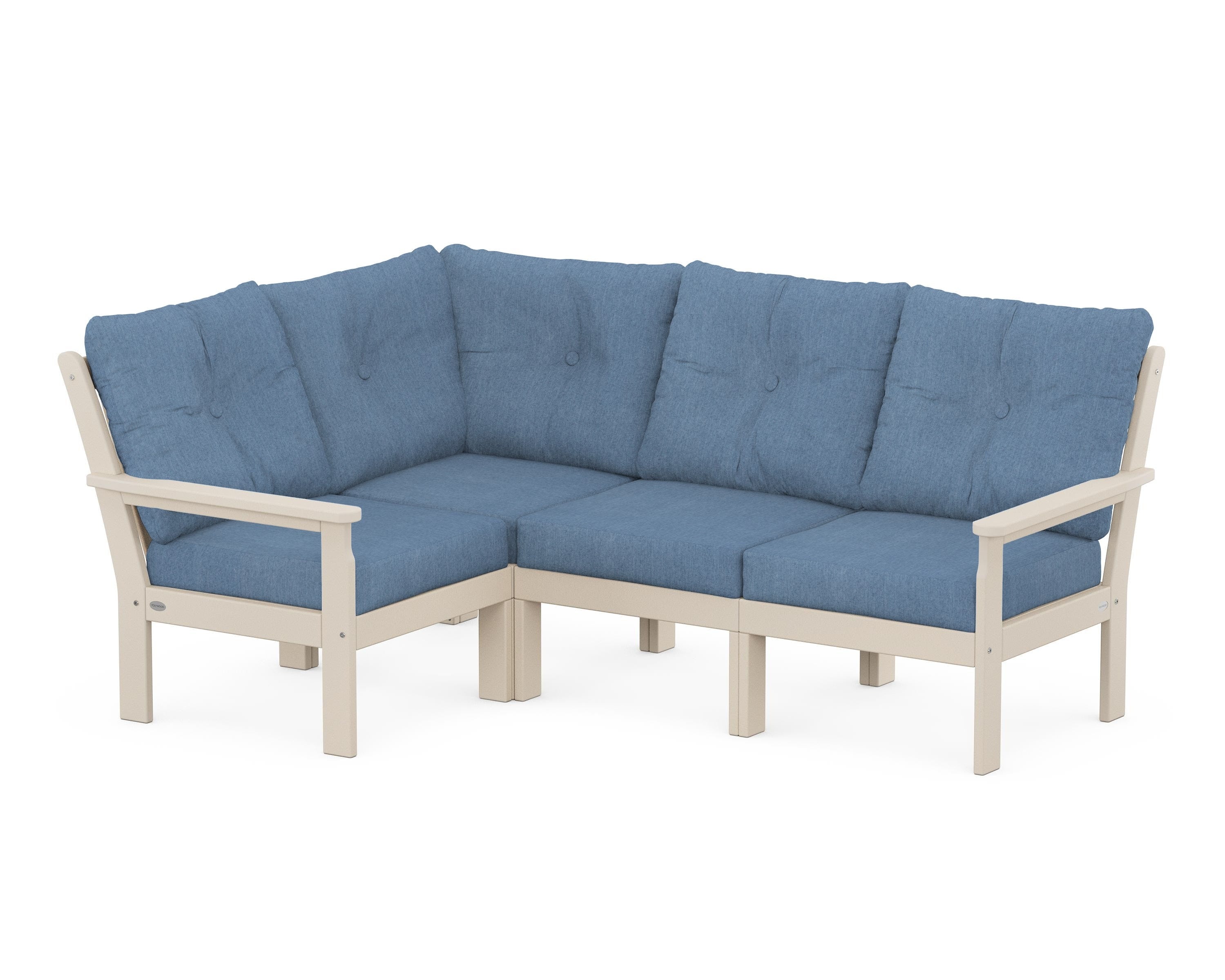 POLYWOOD Vineyard 4-Piece Sectional in Sand / Sky Blue