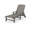 POLYWOOD Nautical Chaise with Arms & Wheels in Driftwood