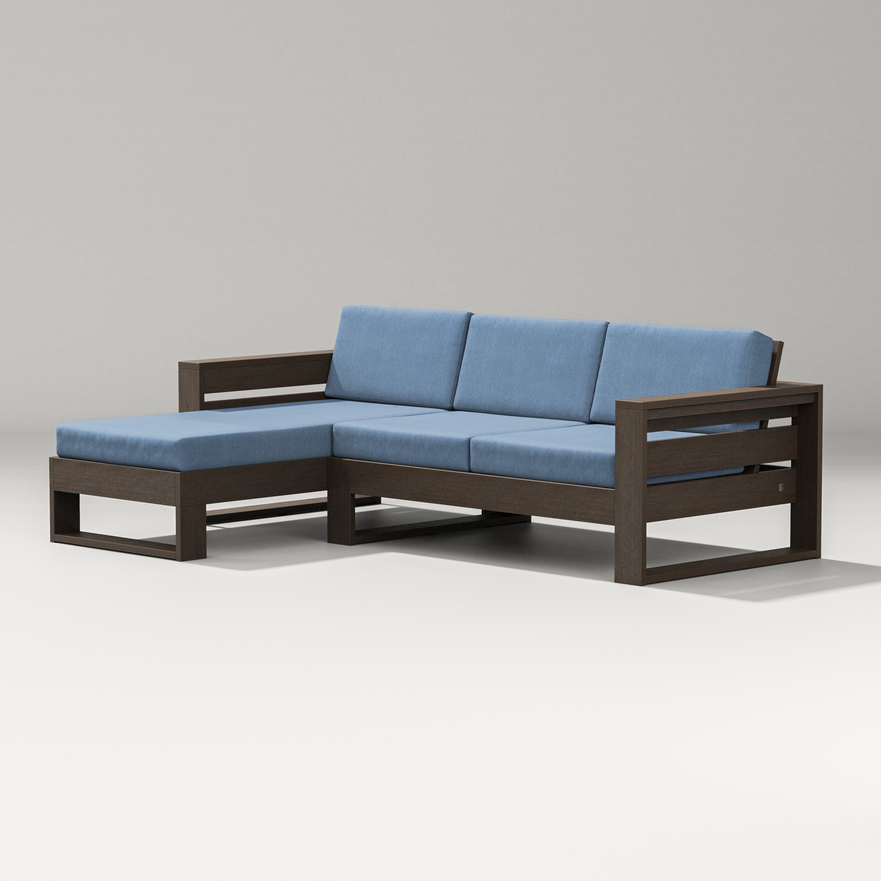PW Designer Series Latitude Left Chaise Sectional in Kona / Sky Blue