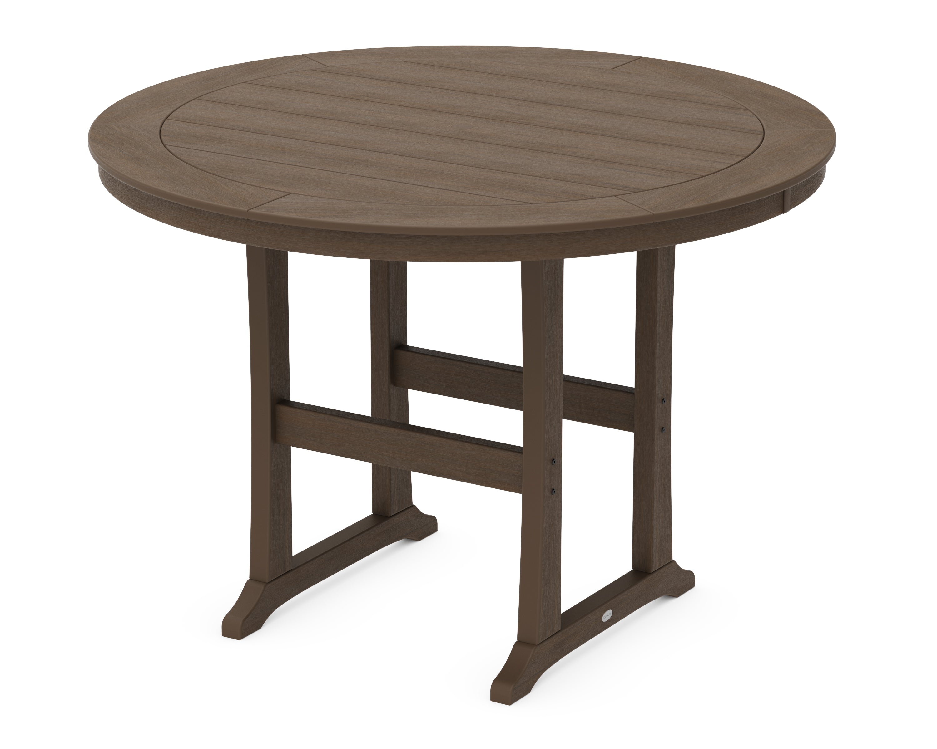 POLYWOOD Nautical Trestle 60” Round Bar Table in Kona