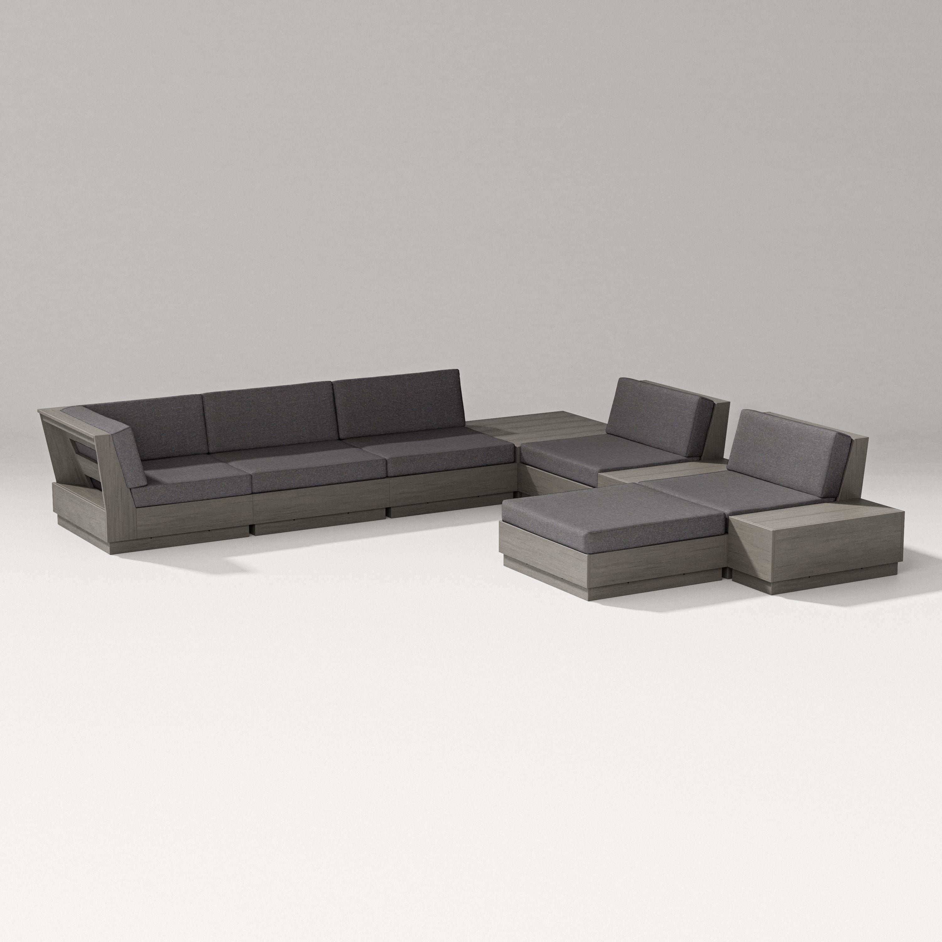PW Designer Series Elevate 9-Piece Conversation Sectional in Driftwood / Ash Charcoal