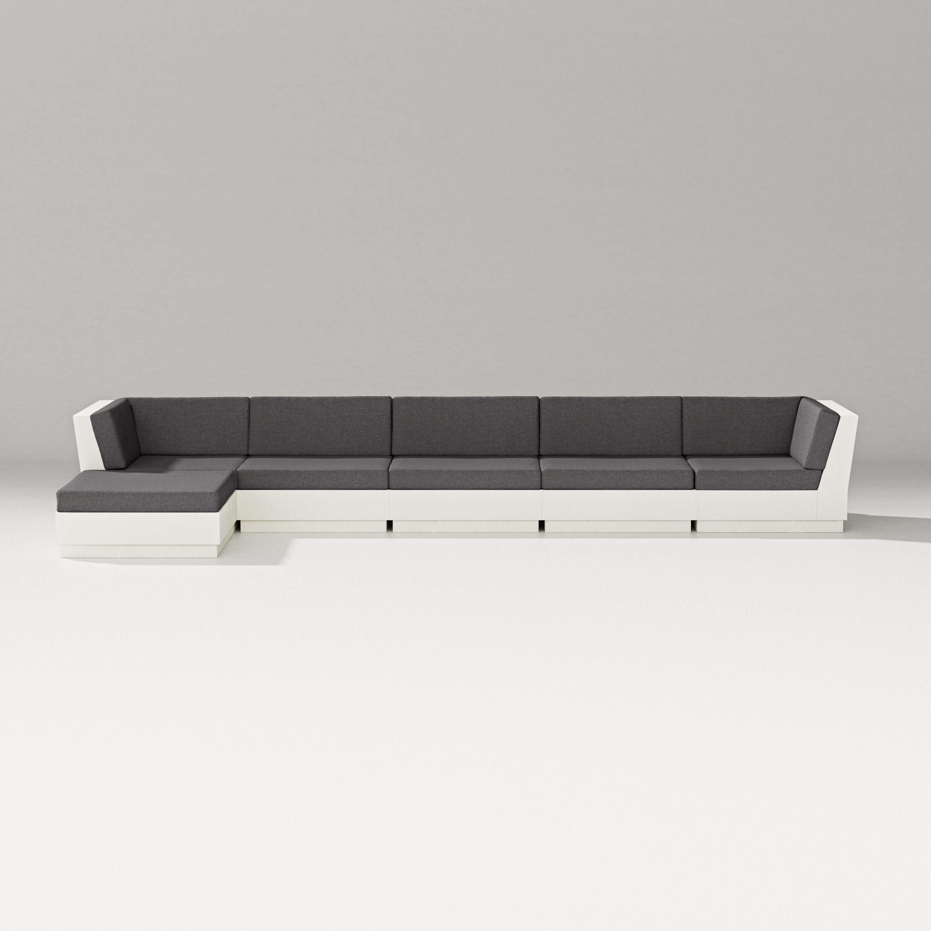 PW Designer Series Elevate 6-Piece Chaise Sectional in Vintage White / Ash Charcoal