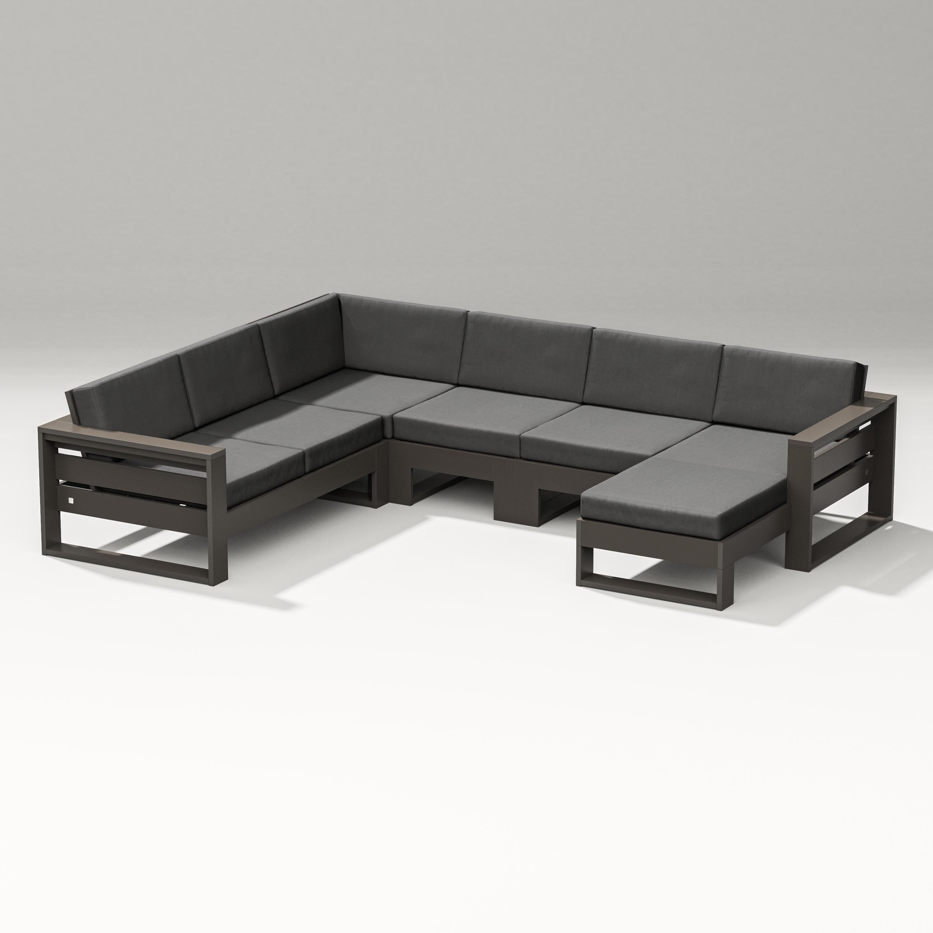 PW Designer Series Latitude Corner Sectional with Right Chaise in Vintage Coffee / Spectrum Carbon
