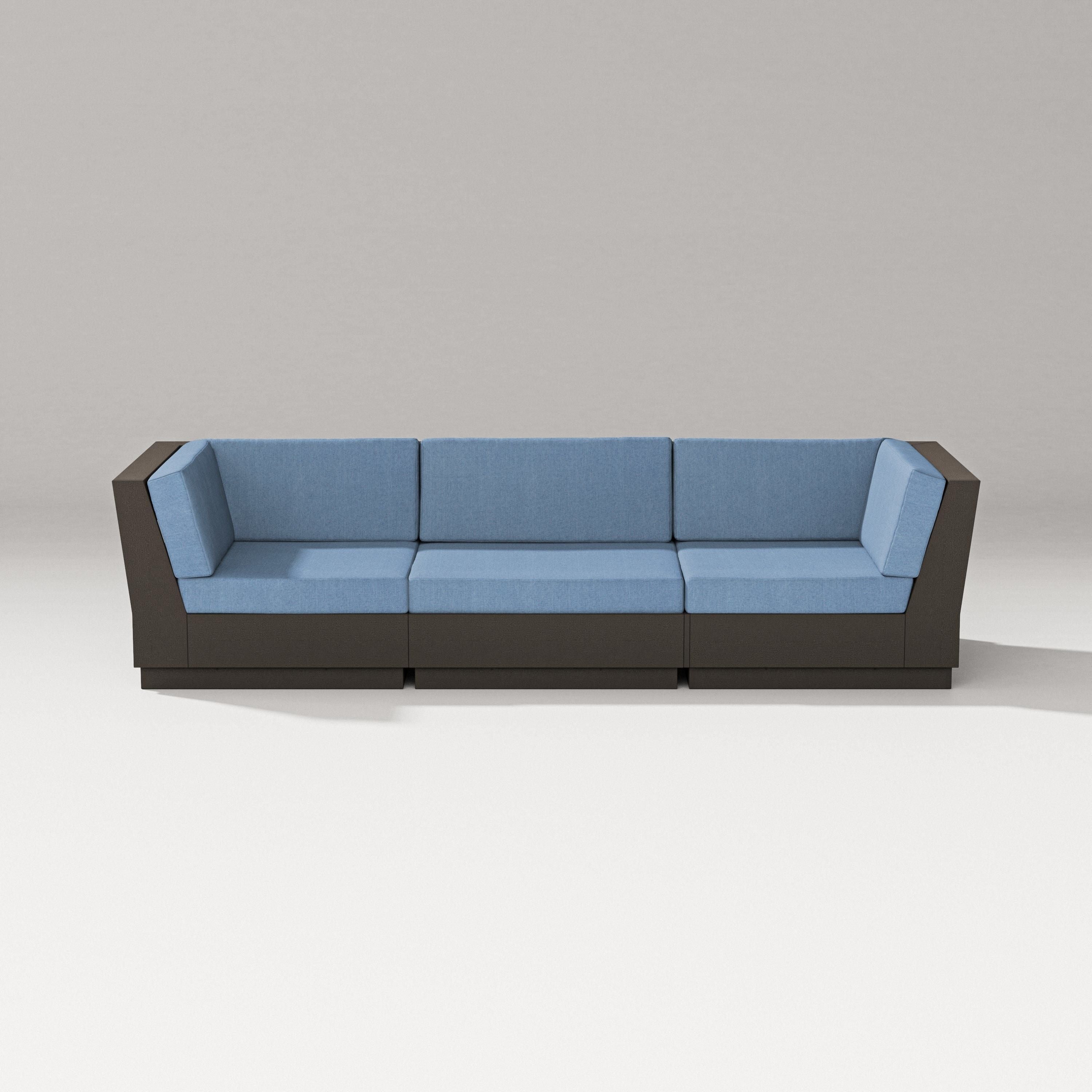 PW Designer Series Elevate Sofa Sectional in Vintage Coffee / Sky Blue