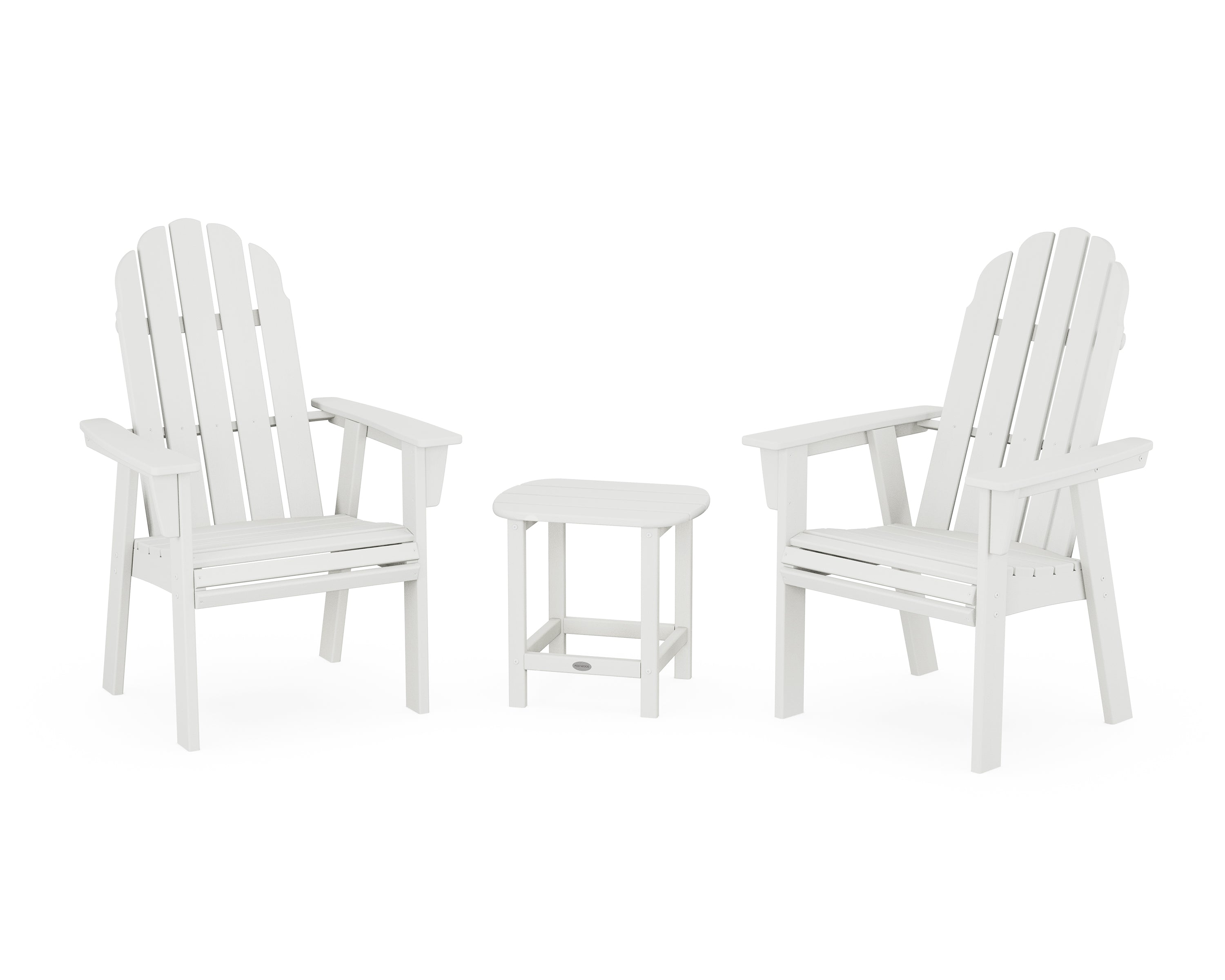 POLYWOOD Vineyard 3-Piece Curveback Upright Adirondack Chair Set in Vintage White