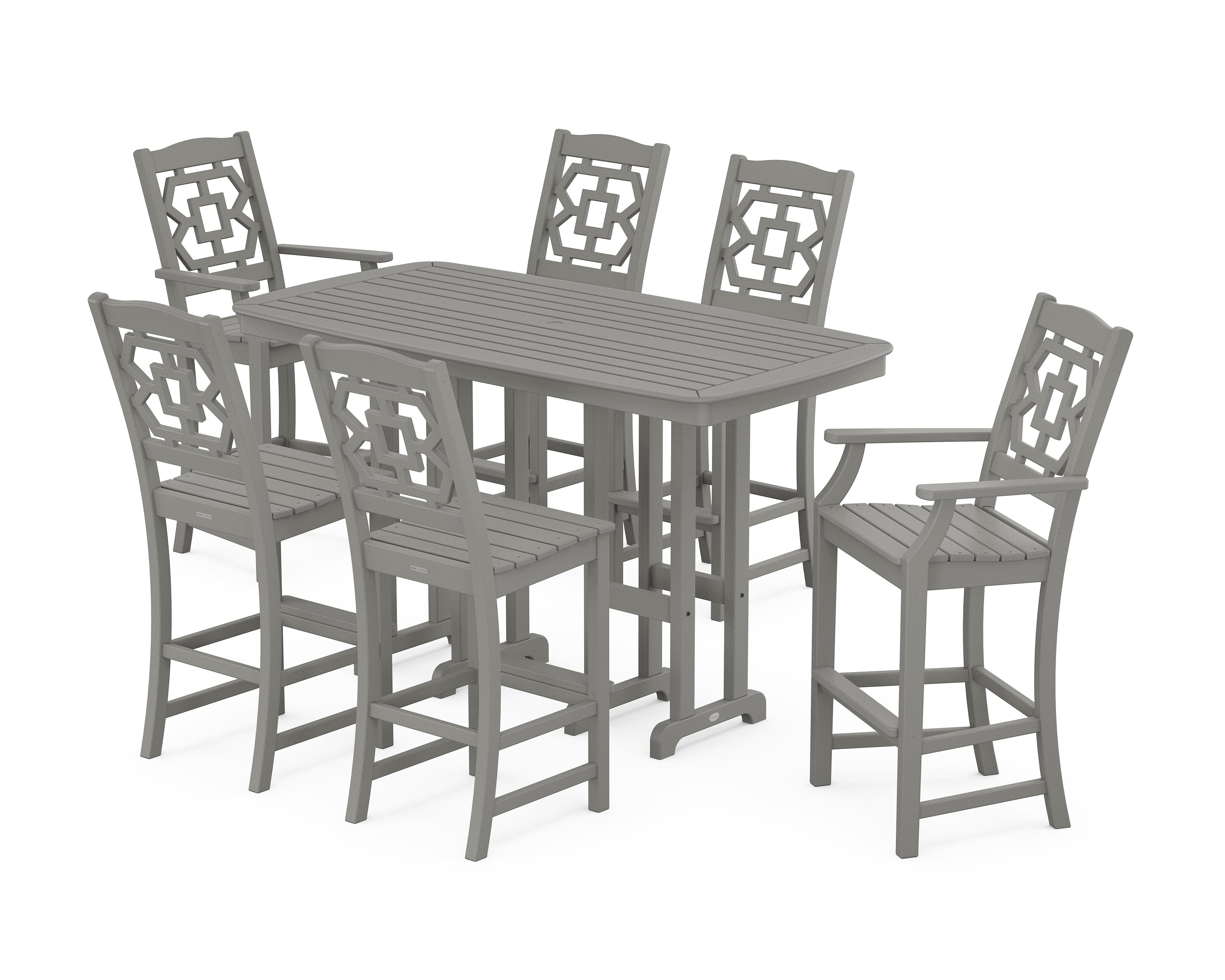 Martha Stewart by POLYWOOD Chinoiserie 7-Piece Bar Set in Slate Grey