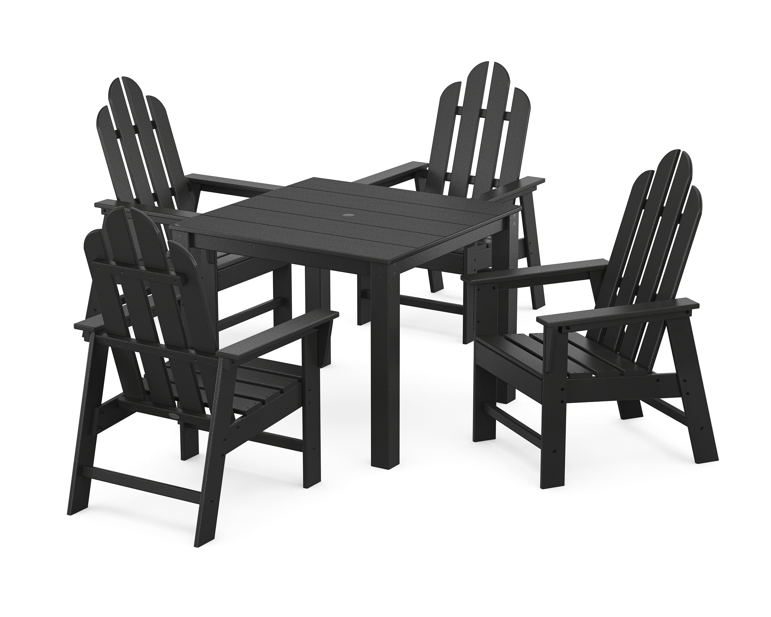 POLYWOOD Long Island 5-Piece Parsons Dining Set in Black