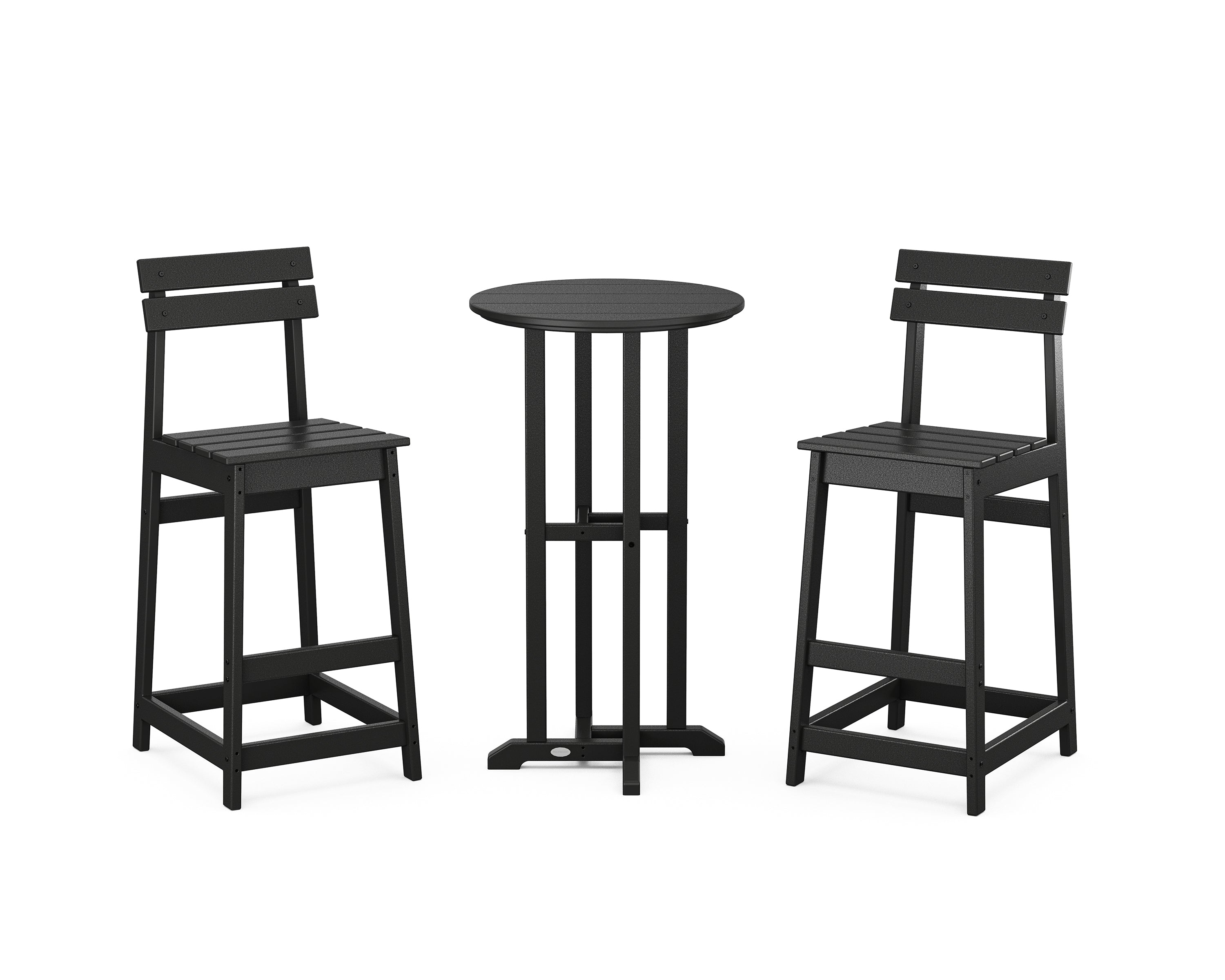 POLYWOOD Modern Studio Plaza Bar Chair 3-Piece Bistro Set in Black