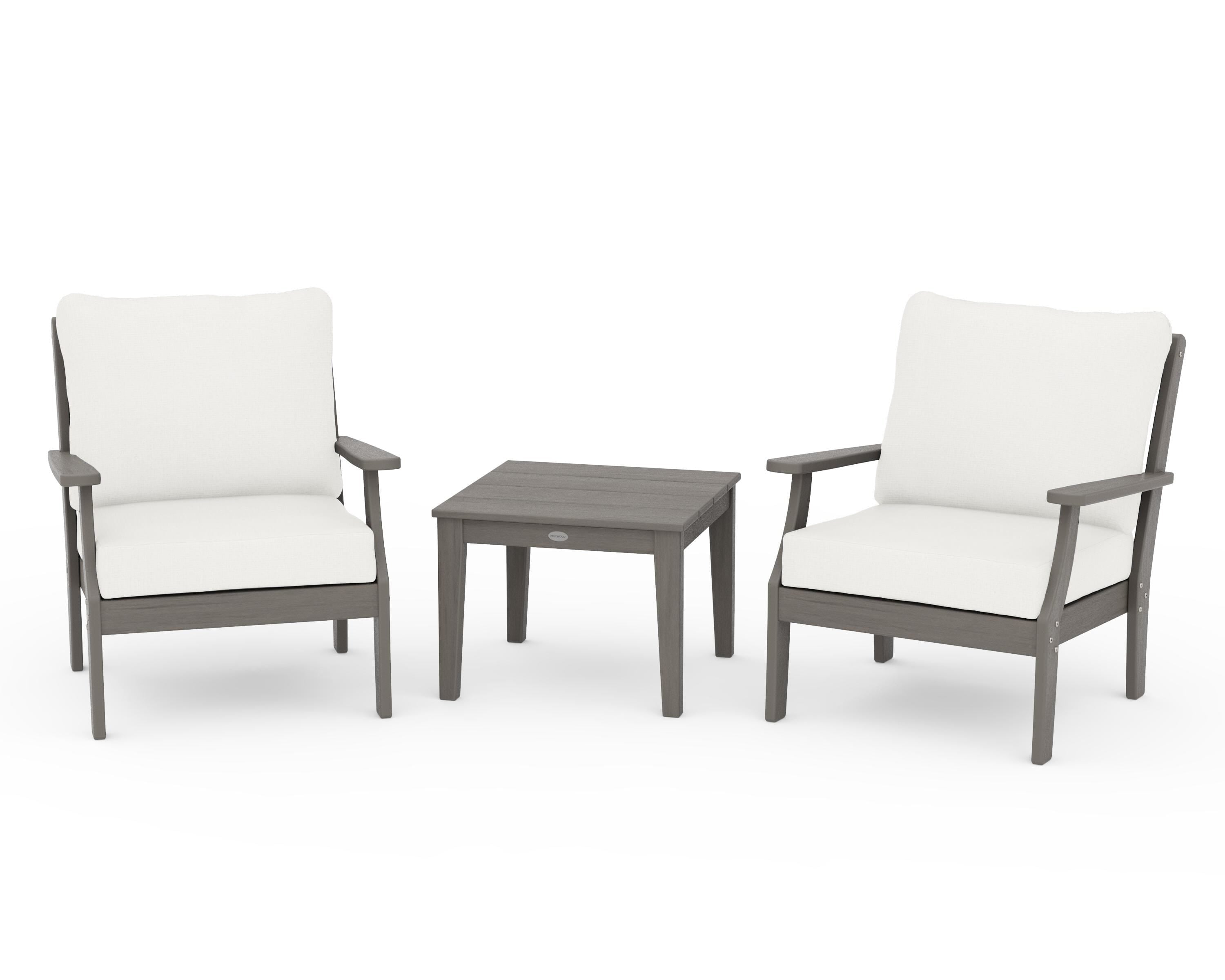 POLYWOOD Braxton 3-Piece Deep Seating Set in Driftwood / Natural Linen