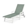 POLYWOOD Coastal Chaise with Wheels in White / Dupioni Sea Mist Sling