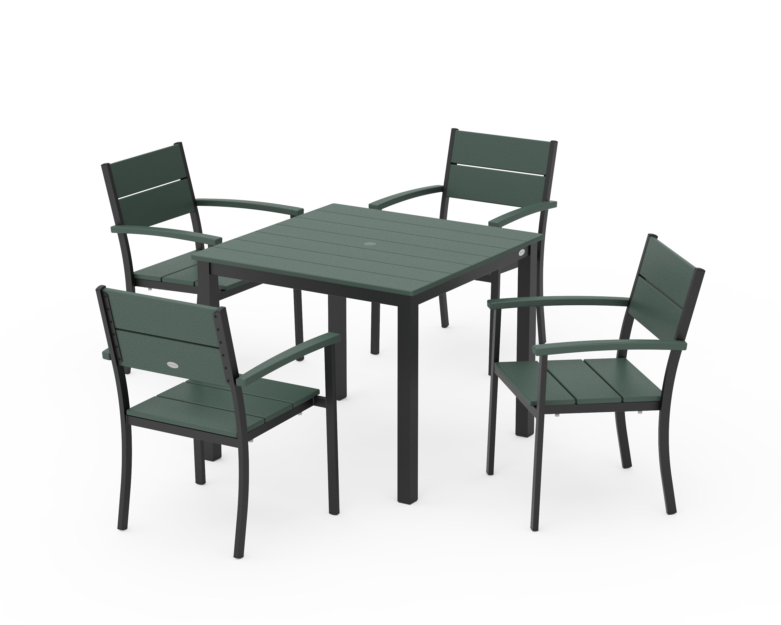 POLYWOOD Main Street 5-Piece Dining Set in Black / Green