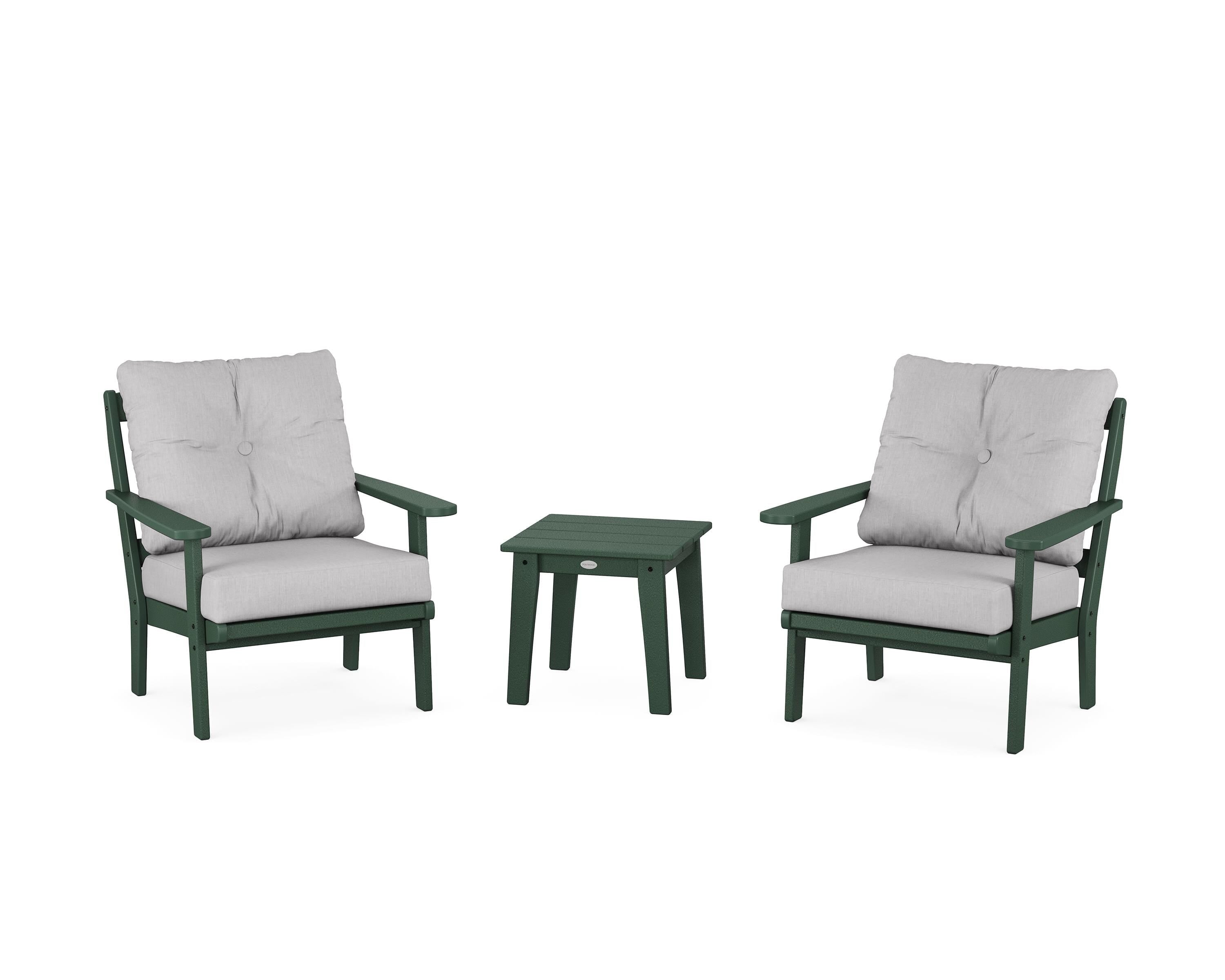 POLYWOOD Mission 3-Piece Deep Seating Set in Green / Granite