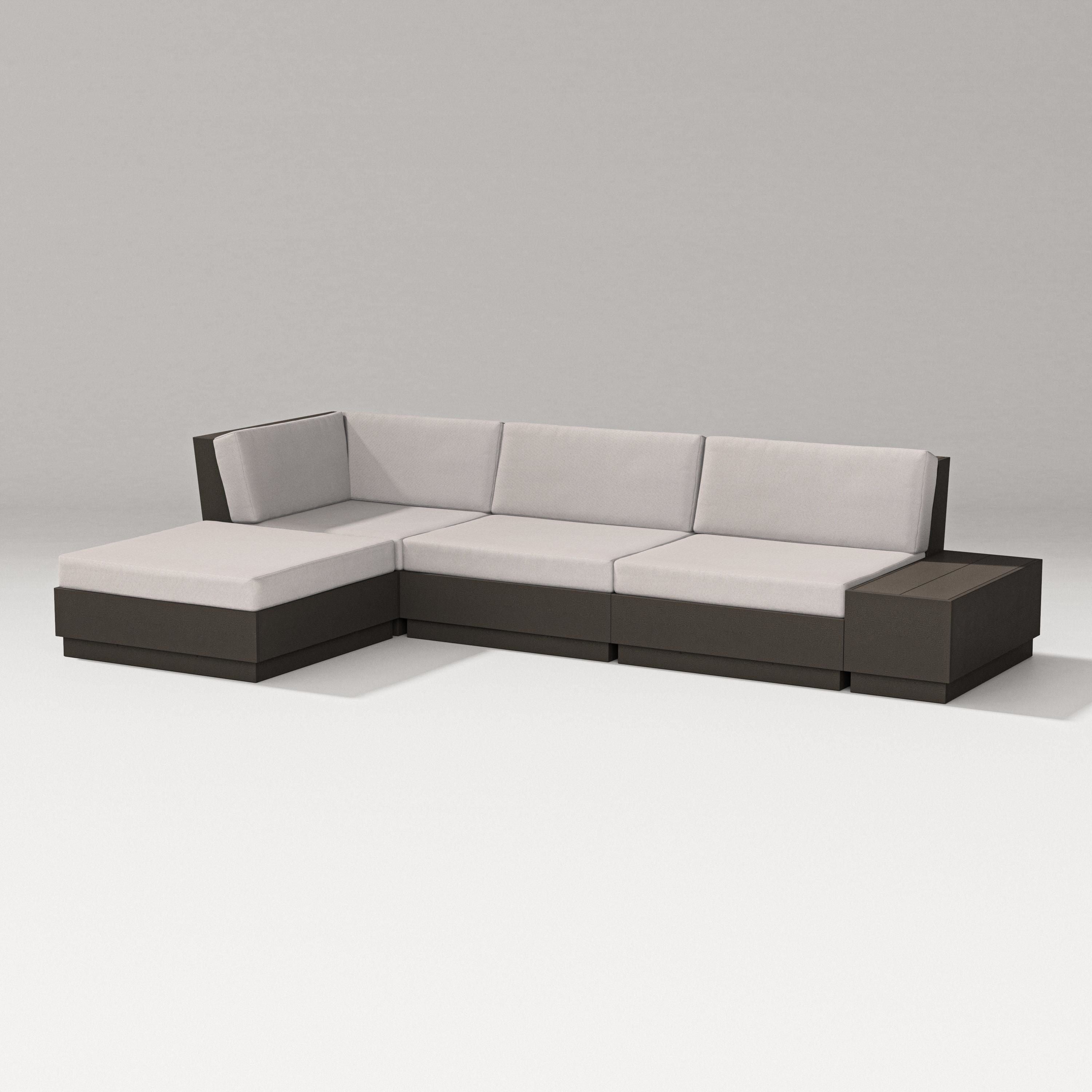 PW Designer Series Elevate Chaise Sectional in Vintage Coffee / Dune Burlap