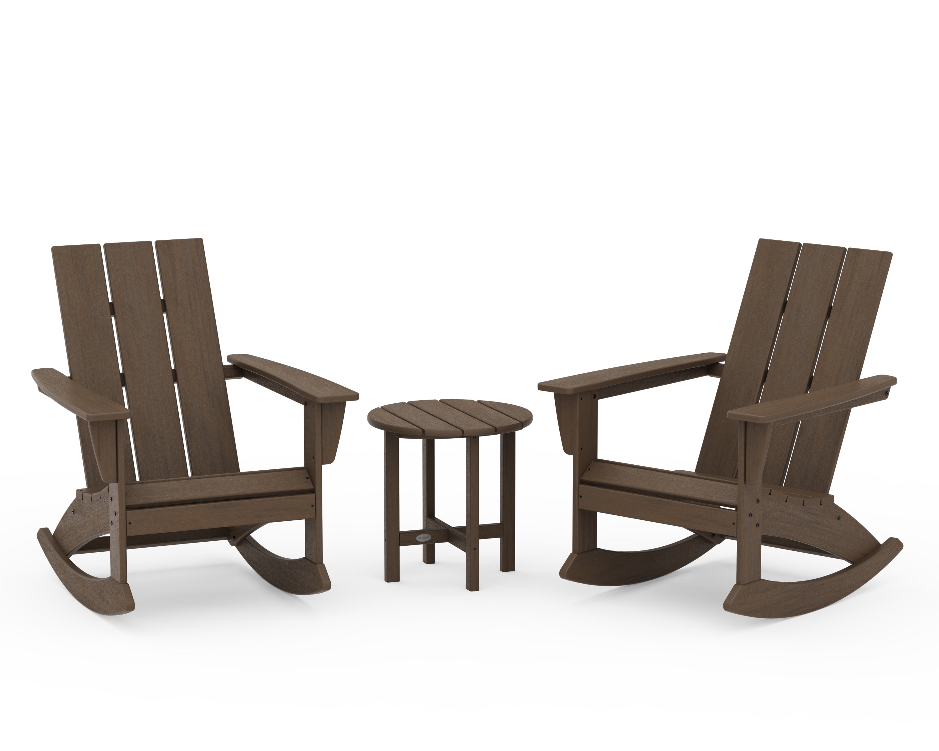 POLYWOOD Modern 3-Piece Adirondack Rocking Chair Set in Kona