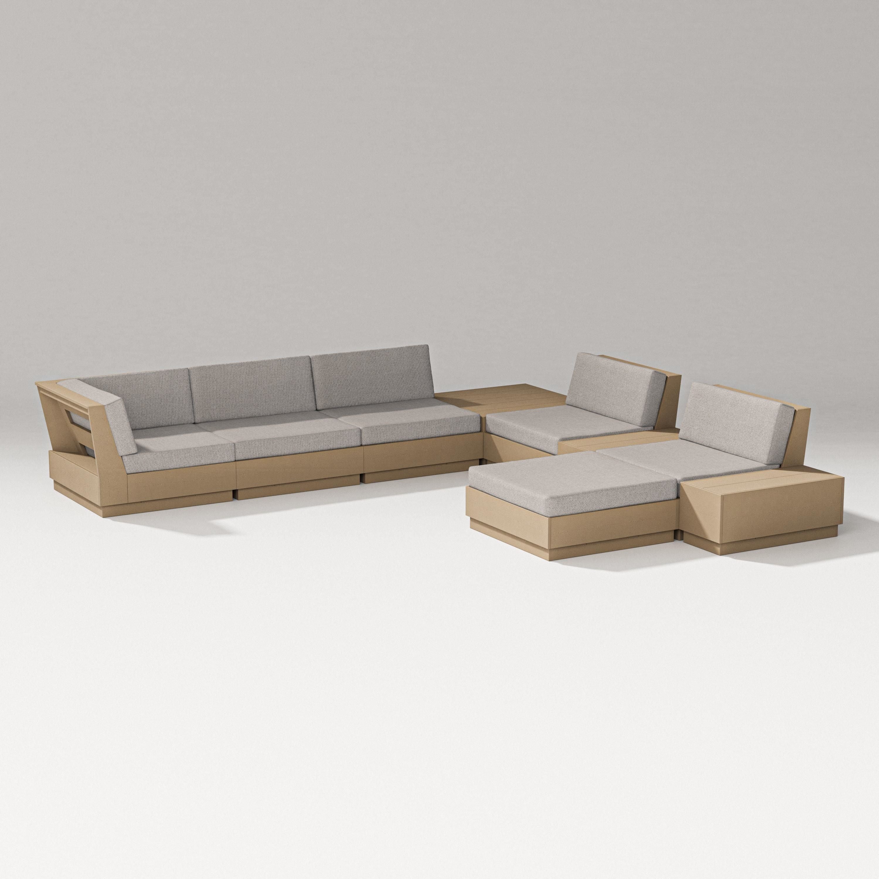PW Designer Series Elevate 9-Piece Conversation Sectional in Vintage Sahara / Weathered Tweed