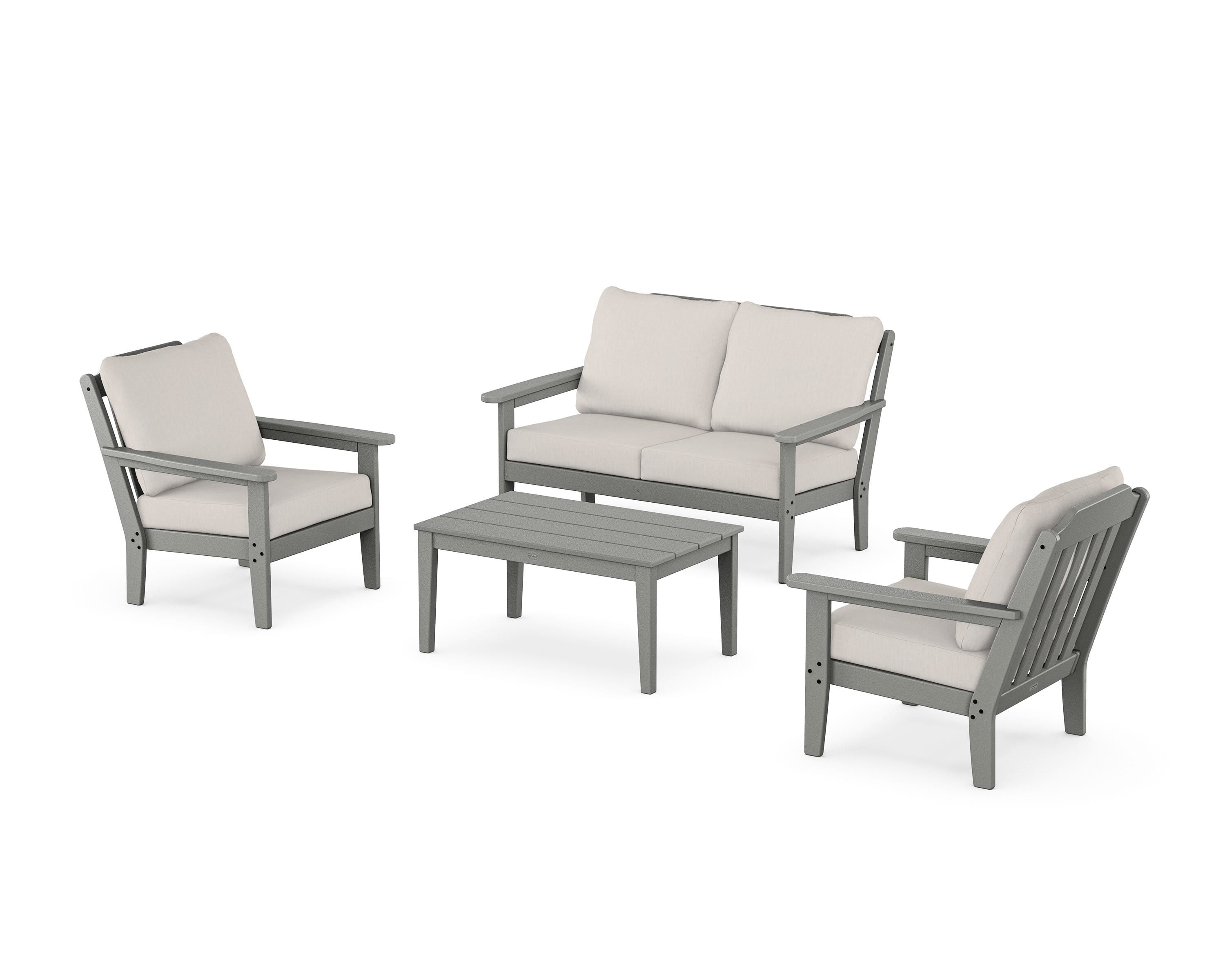 Country Living Cottage 4-Piece Deep Seating Set with Loveseat in Slate Grey / Cast Ash