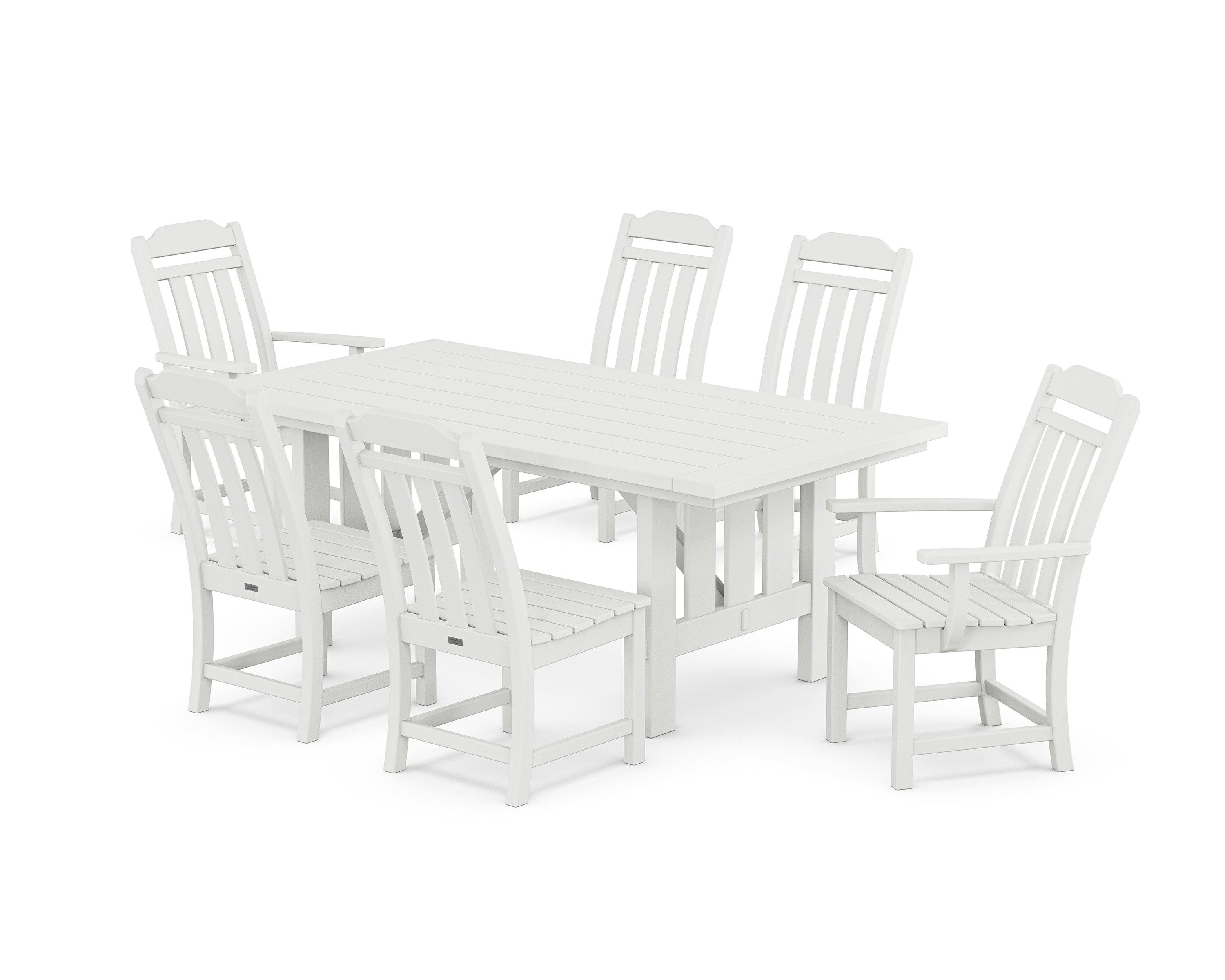 POLYWOOD Cottage 7-Piece Dining Set with Mission Table in White