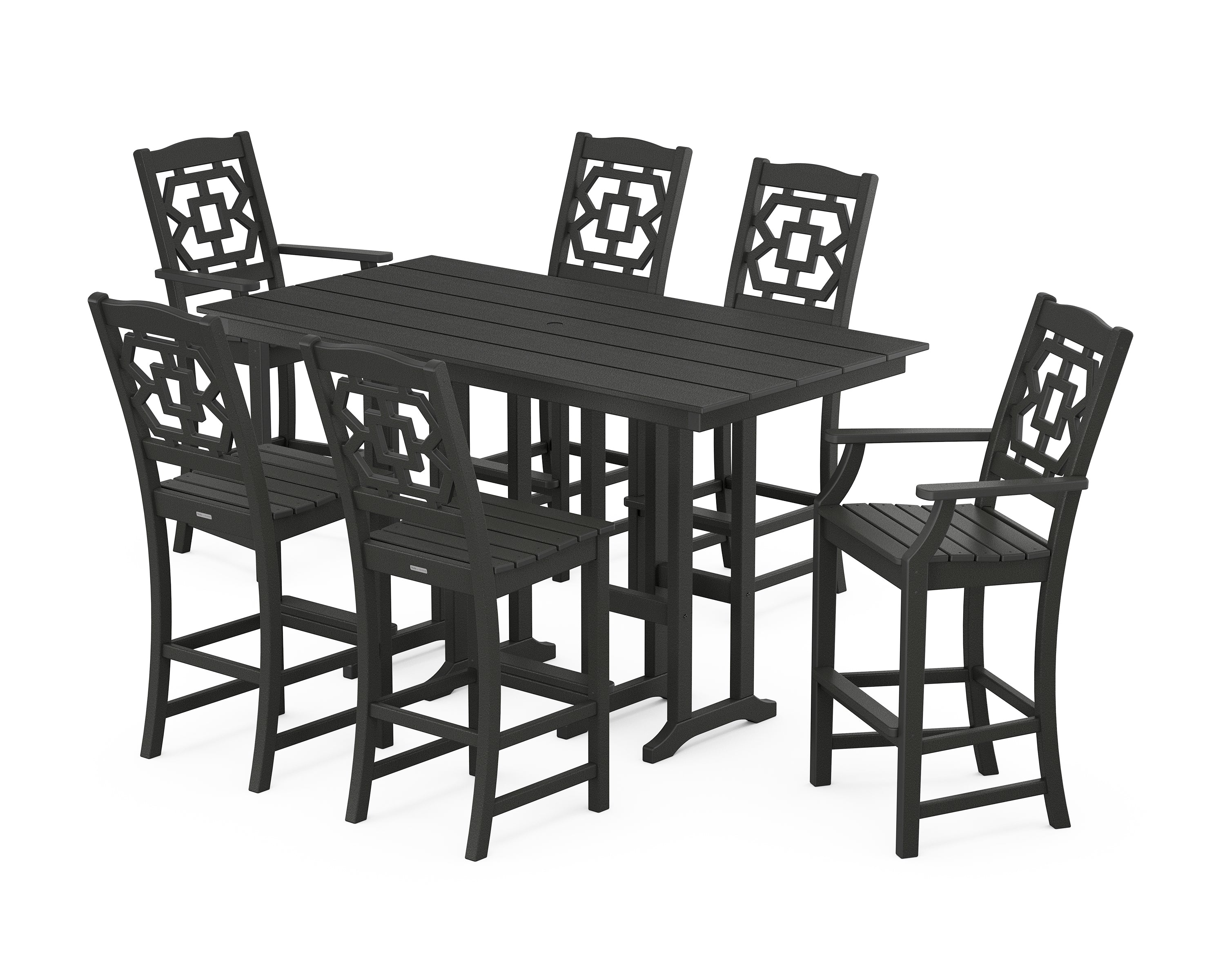 Martha Stewart by POLYWOOD Chinoiserie 7-Piece Farmhouse Bar Set in Black