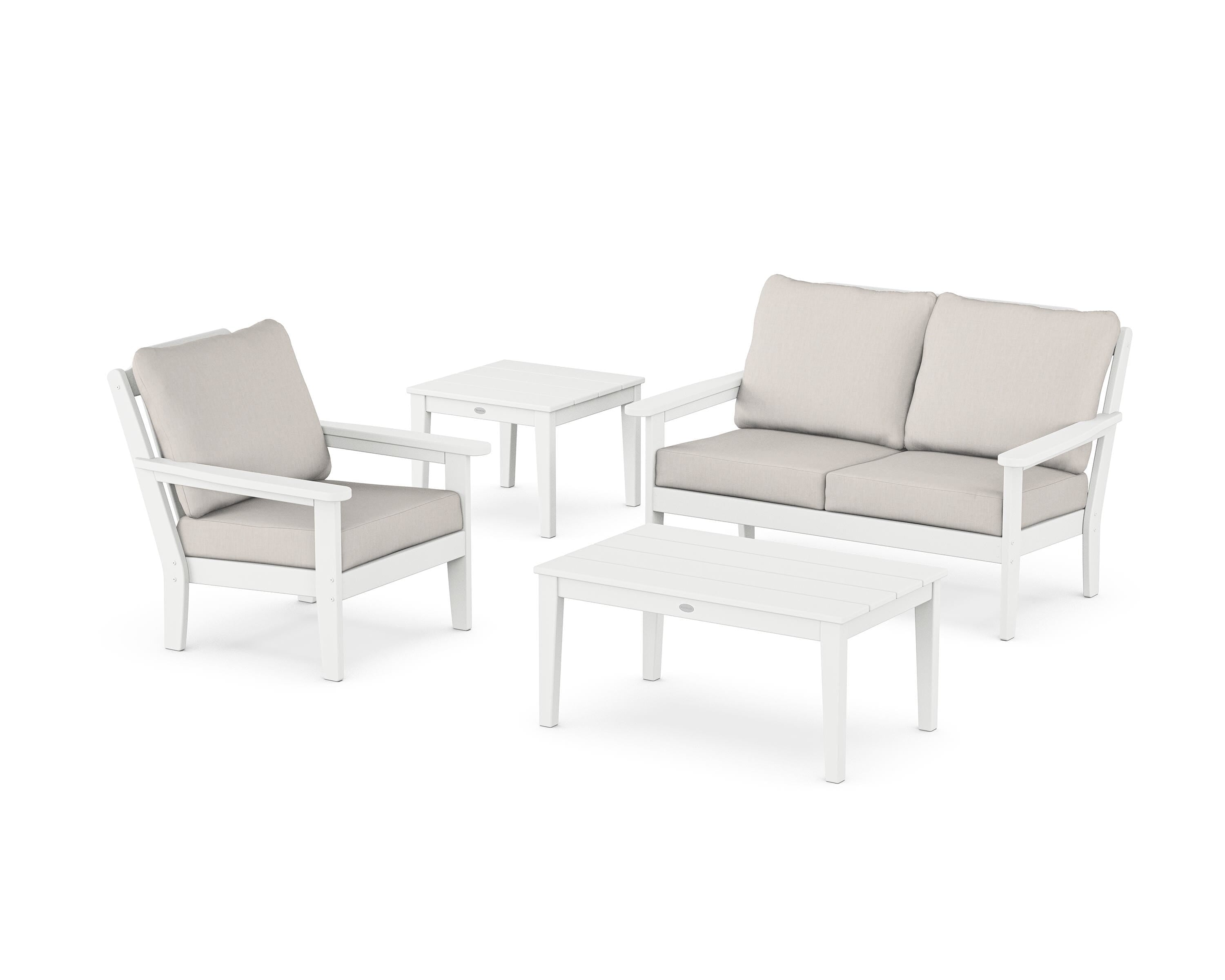 Country Living Wovendale 4-Piece Deep Seating Set in White / Cast Ash