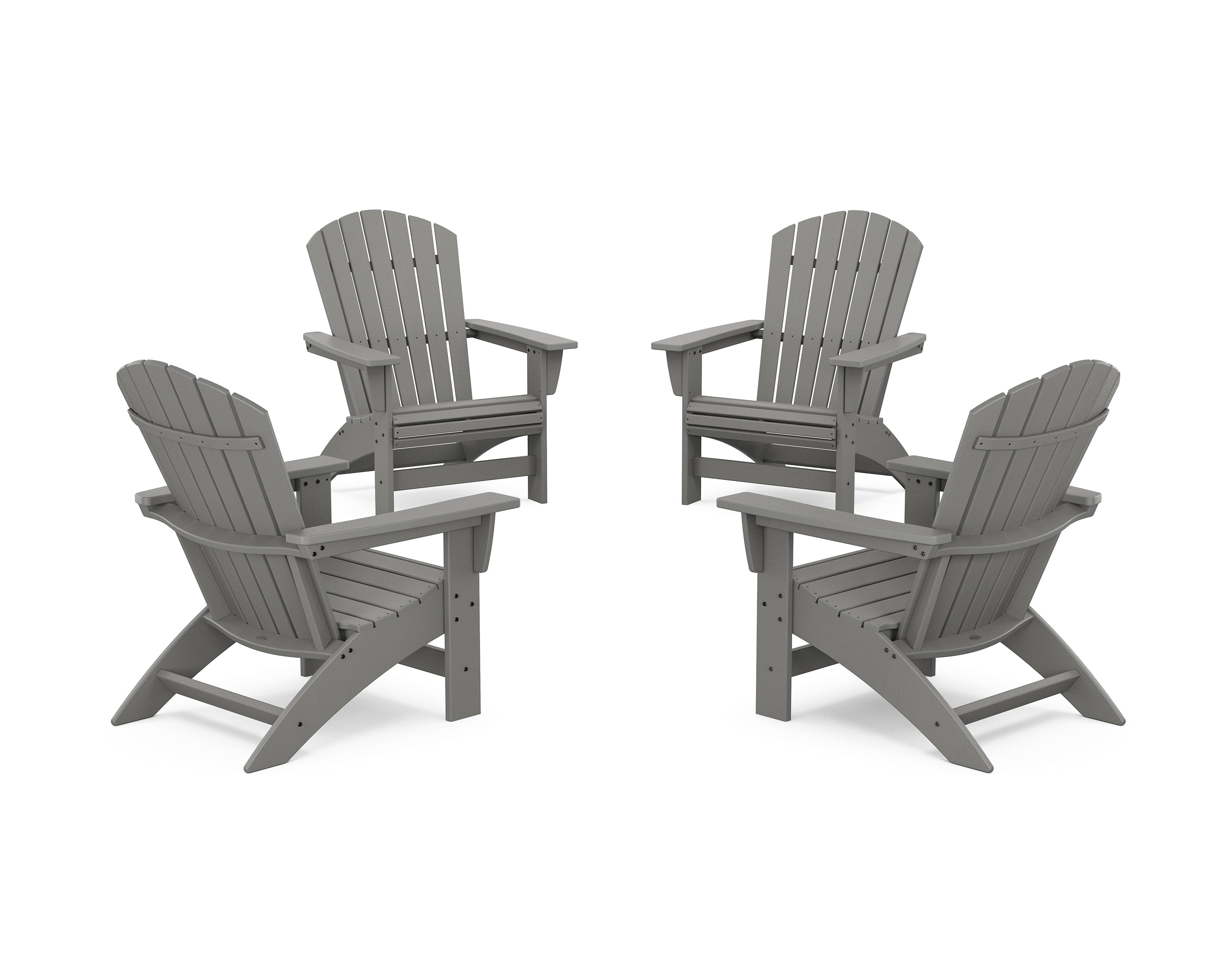POLYWOOD 4-Piece Nautical Grand Adirondack Chair Conversation Set in Slate Grey
