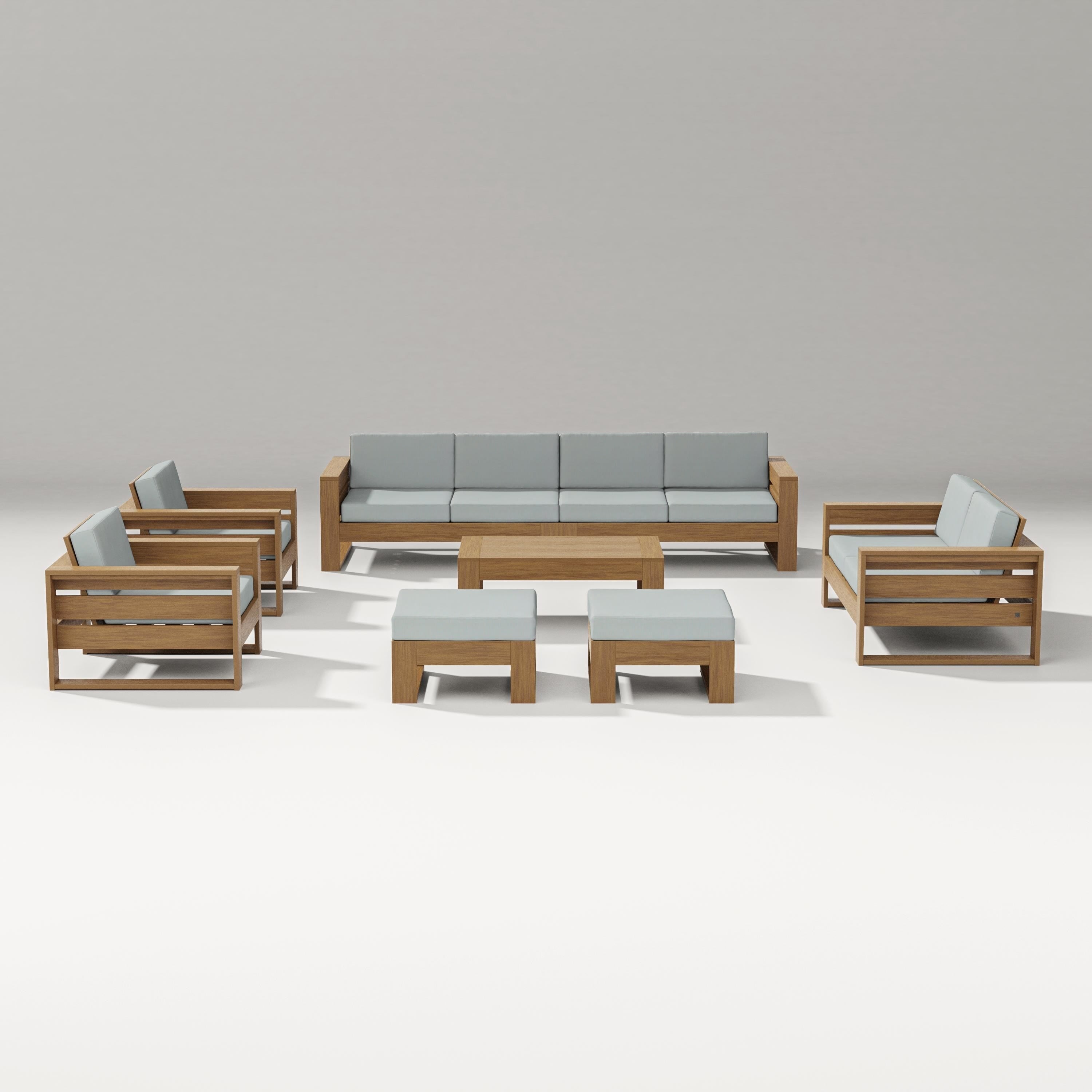 PW Designer Series Latitude 8-Piece Lounge Sofa Set in Natural / Spa