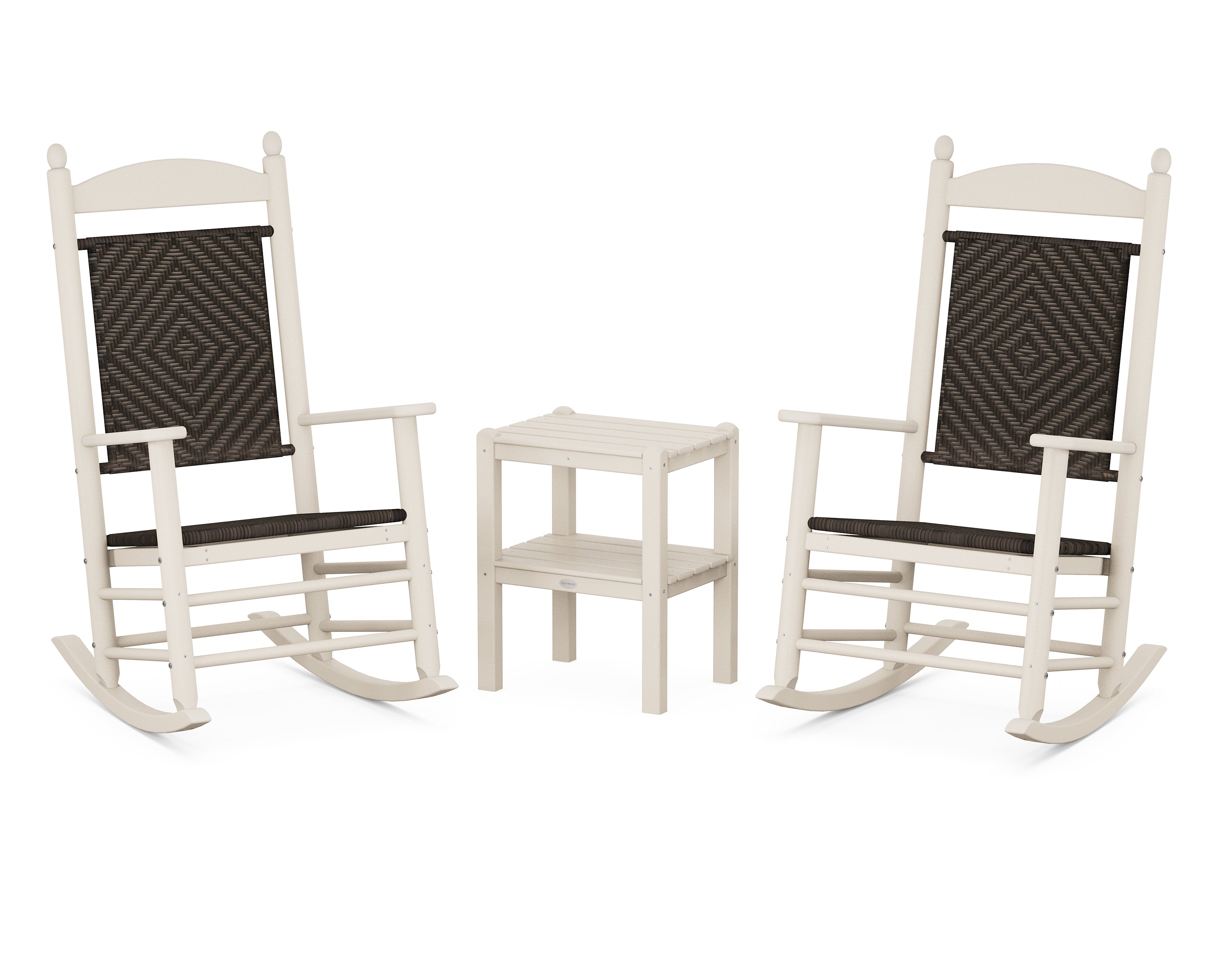 POLYWOOD Jefferson 3-Piece Woven Rocker Set in Sand / Cahaba