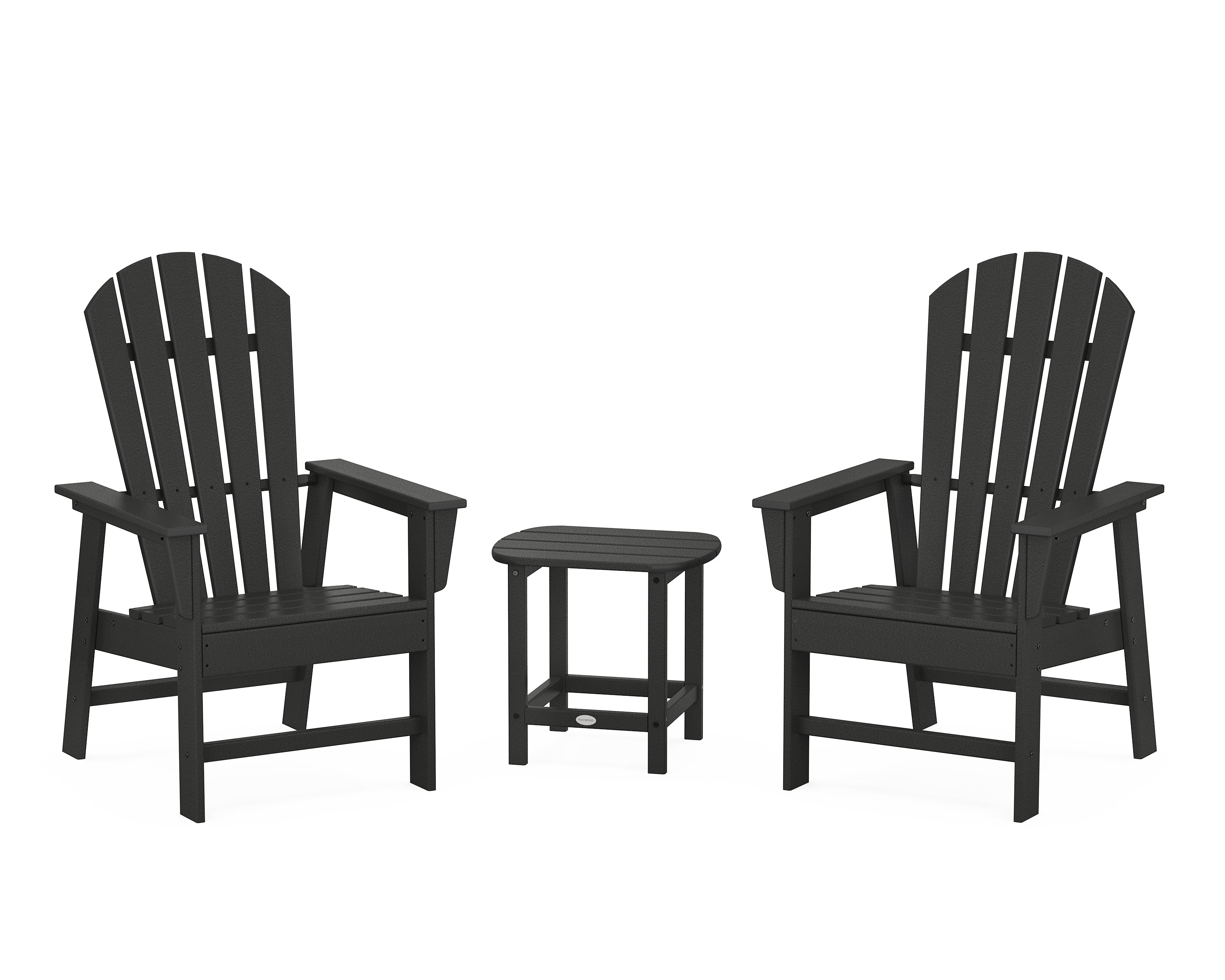 POLYWOOD® South Beach Casual Chair 3-Piece Set with 18" South Beach Side Table in Black