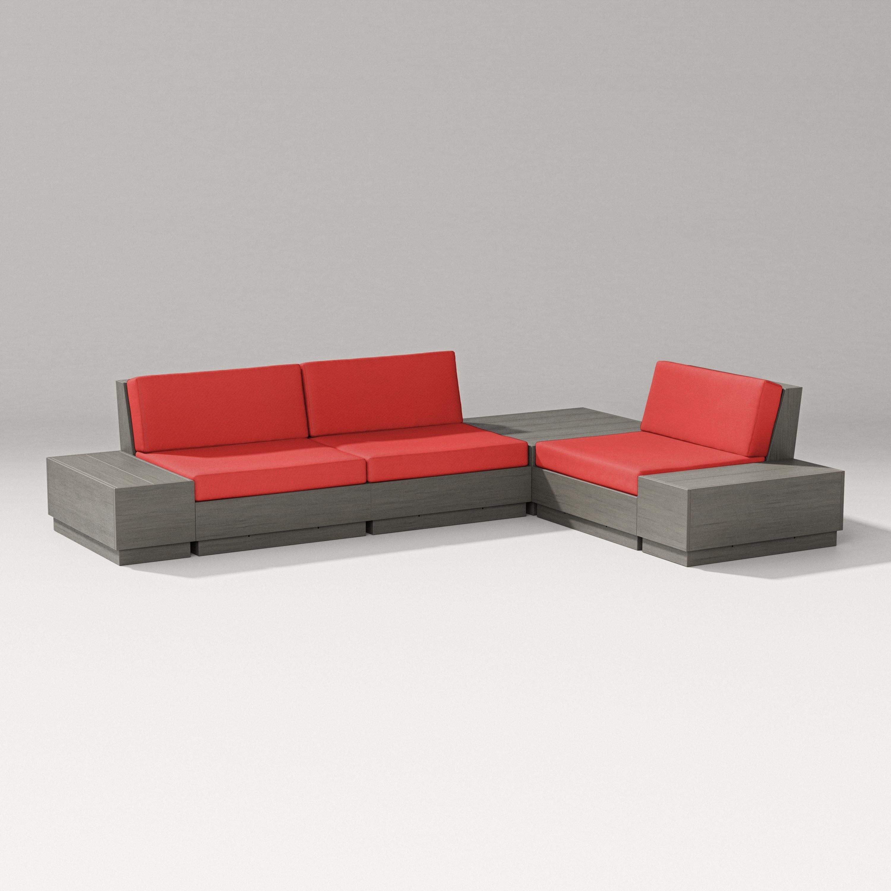 PW Designer Series Elevate 6-Piece Corner Sectional in Driftwood / Crimson Linen