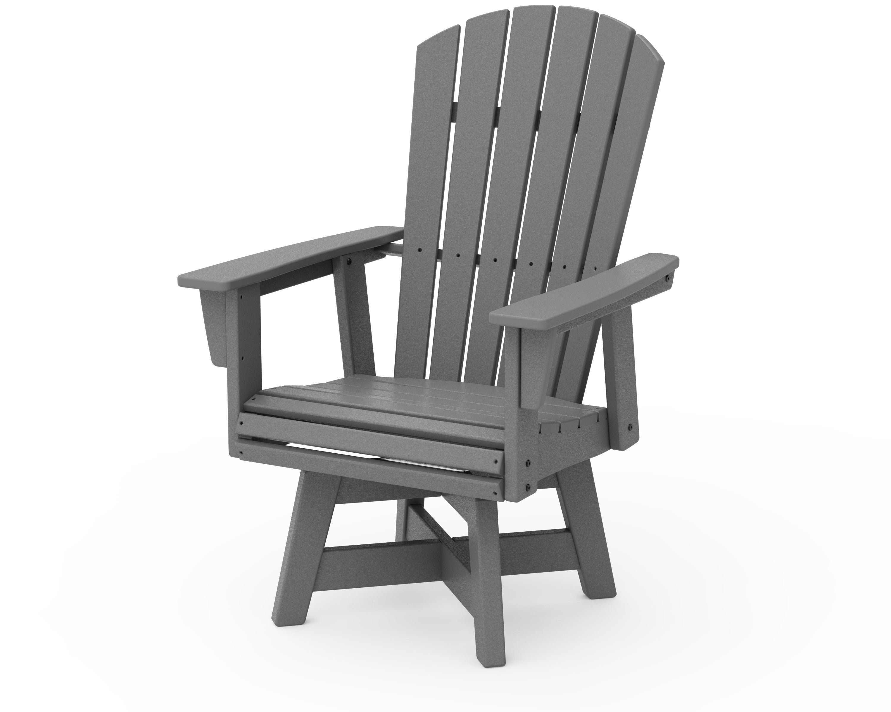POLYWOOD Nautical Curveback Adirondack Swivel Dining Chair in Slate Grey
