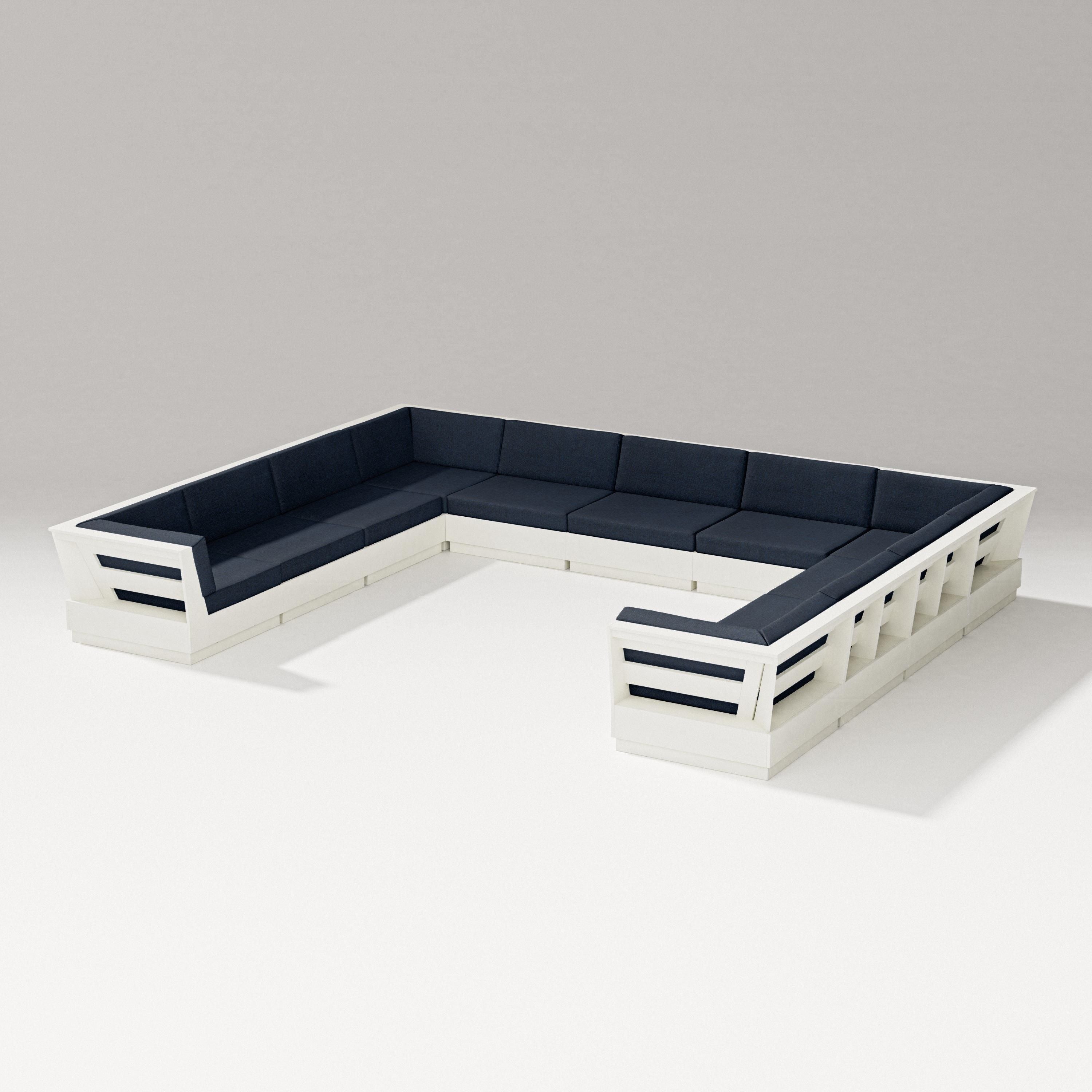 PW Designer Series Elevate Large U-Shaped Sectional in Vintage White / Marine Indigo