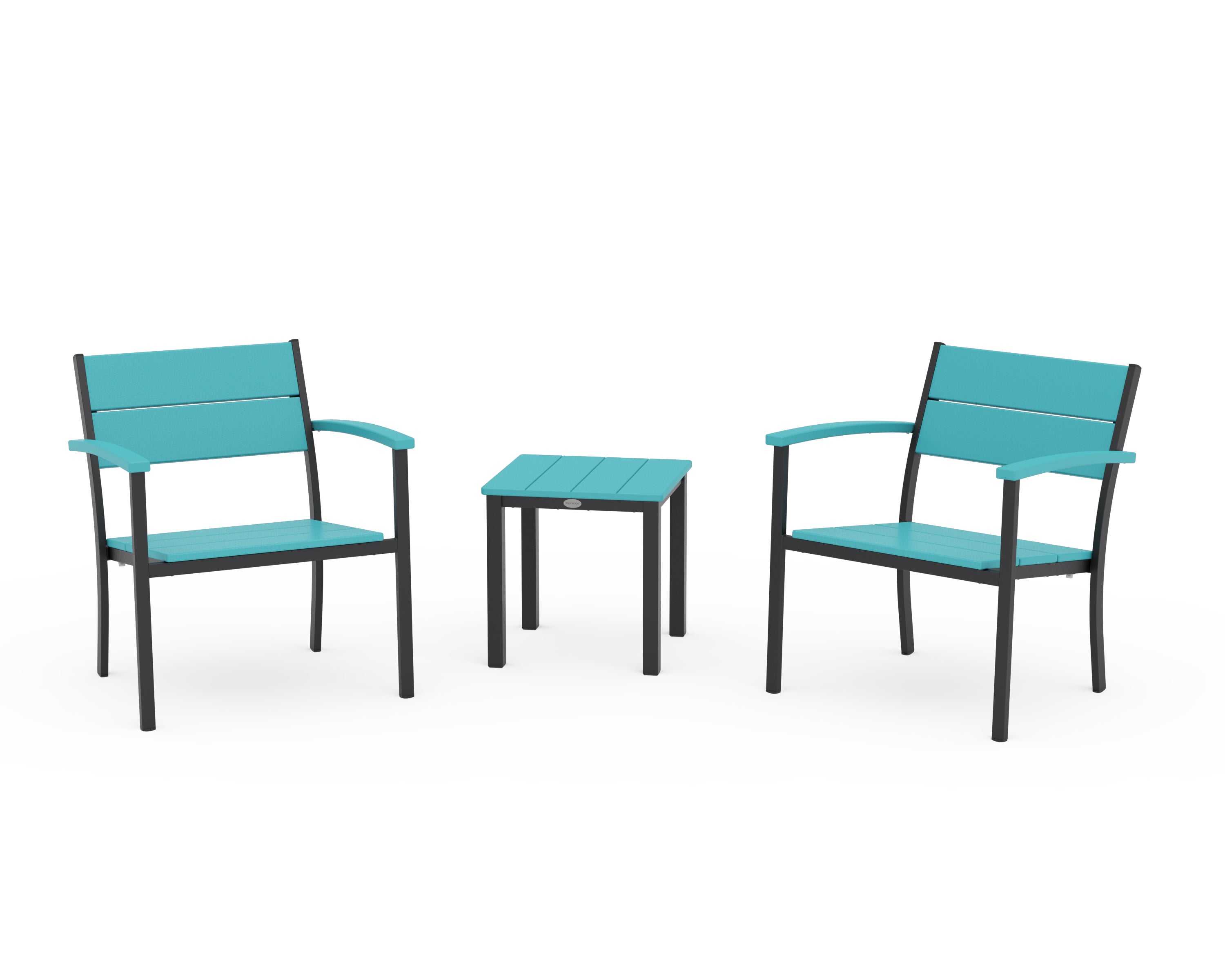 POLYWOOD Main Street 3-Piece Lounge Chair Set in Black / Aruba