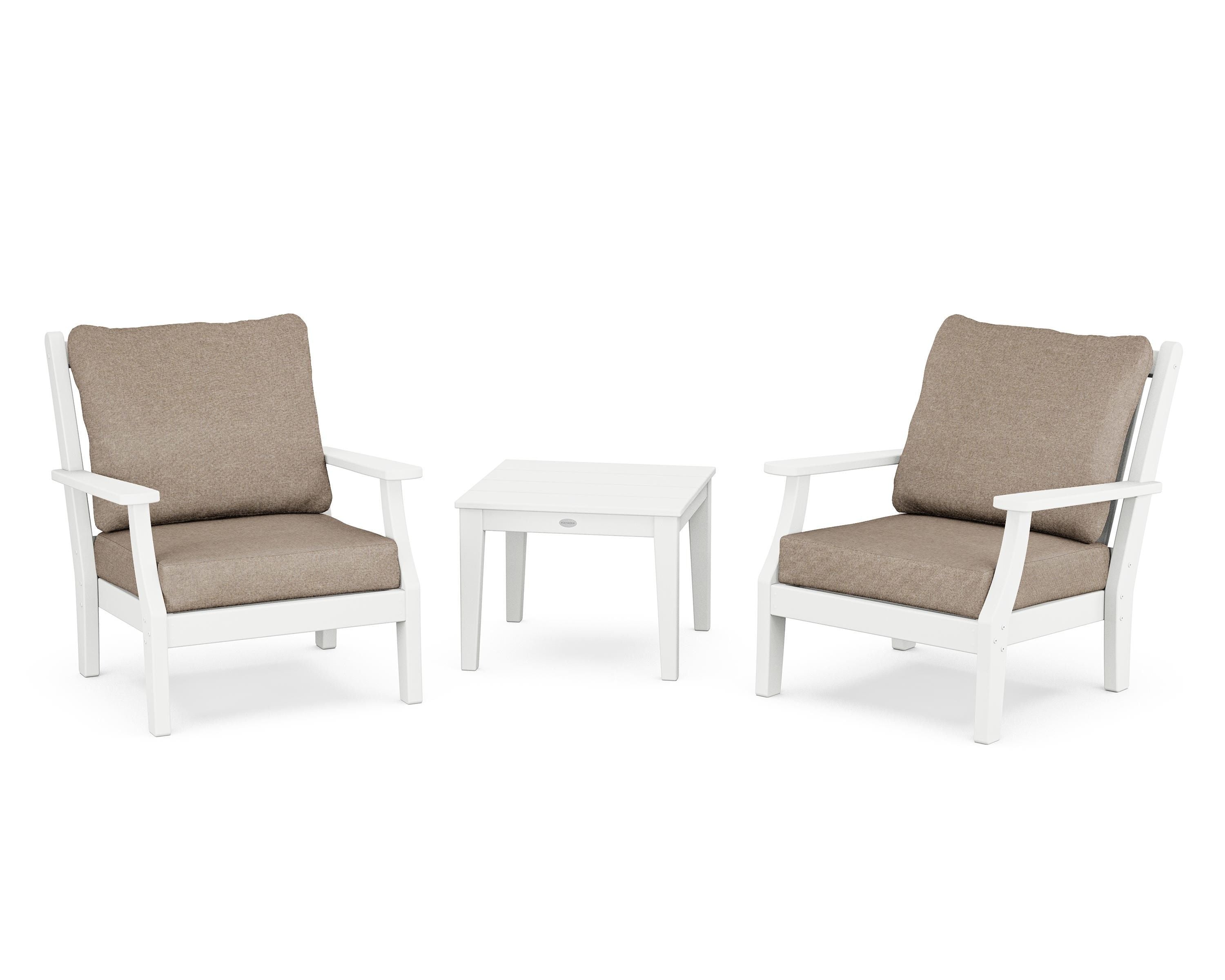 Country Living Wovendale 3-Piece Deep Seating Set in White / Spiced Burlap