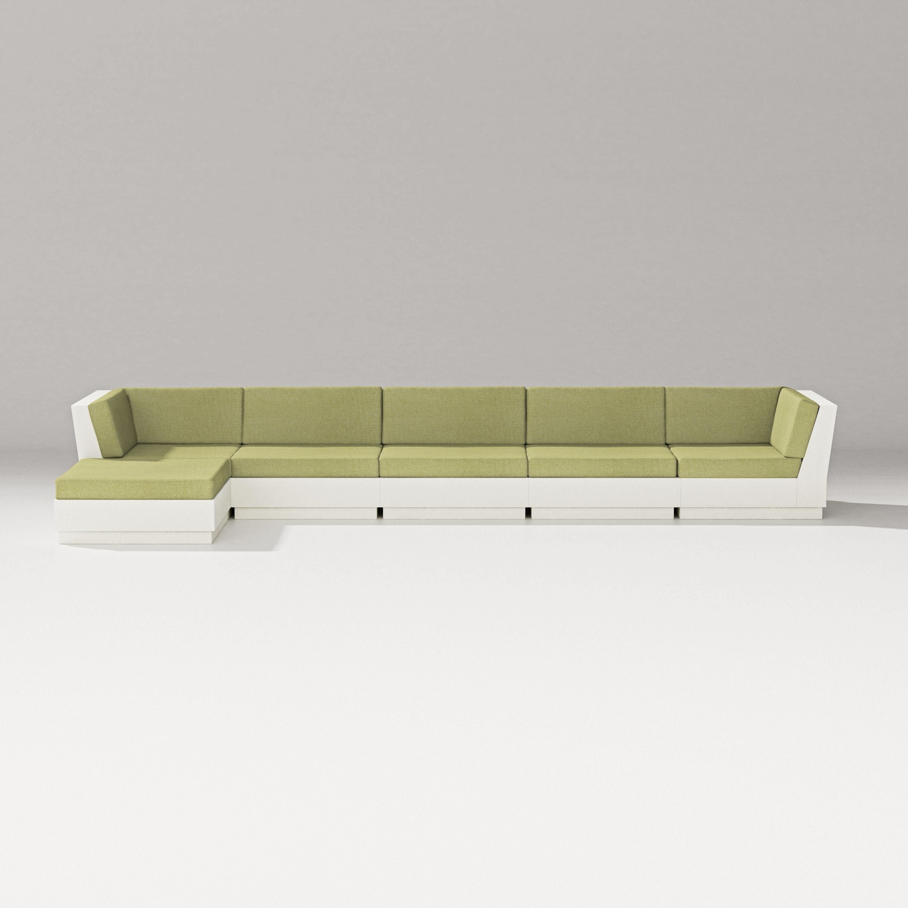 PW Designer Series Elevate 6-Piece Chaise Sectional in Vintage White / Chartreuse Boucle