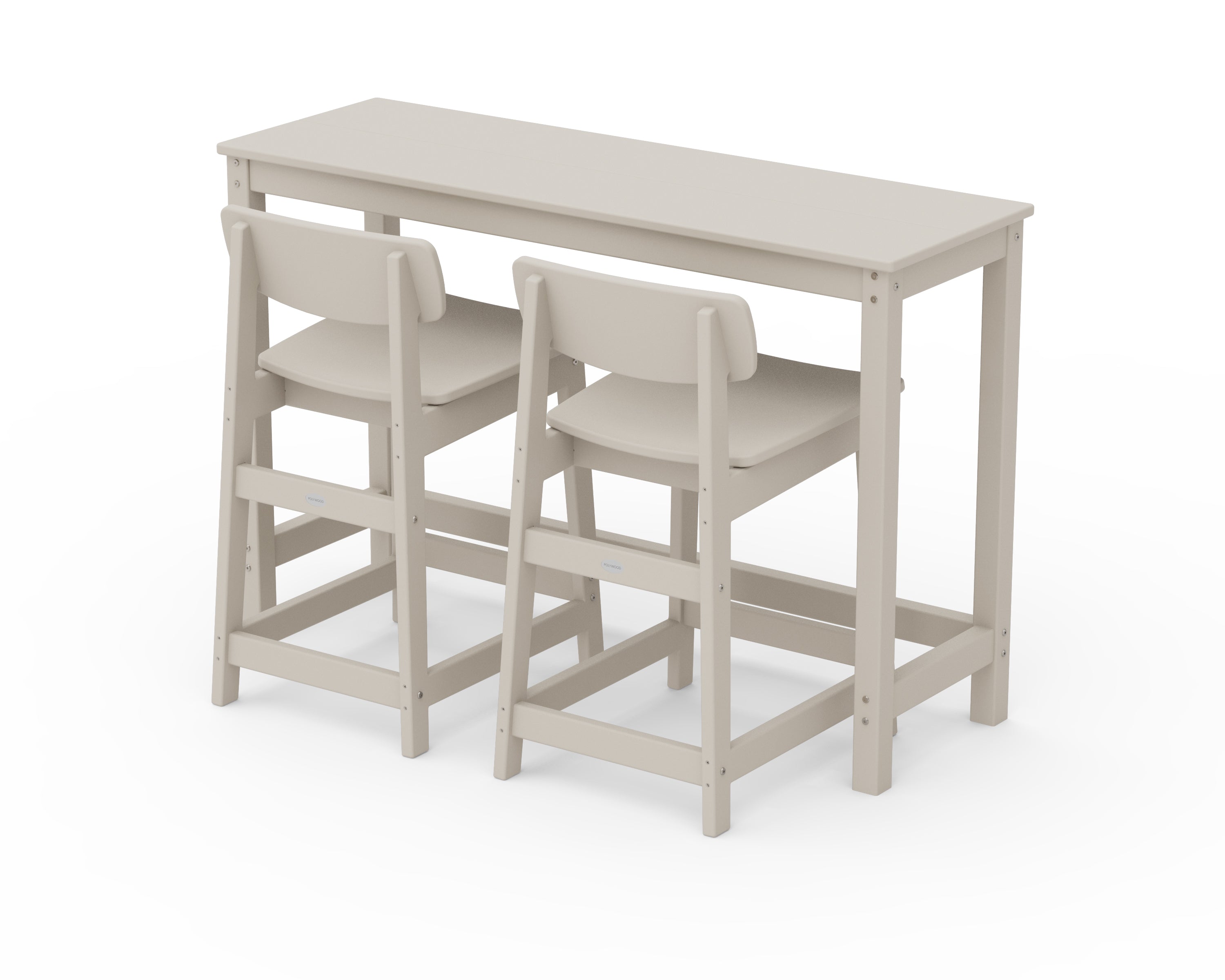 POLYWOOD Modern Studio Urban Lowback Counter Chair 3-Piece Balcony Set in Sand