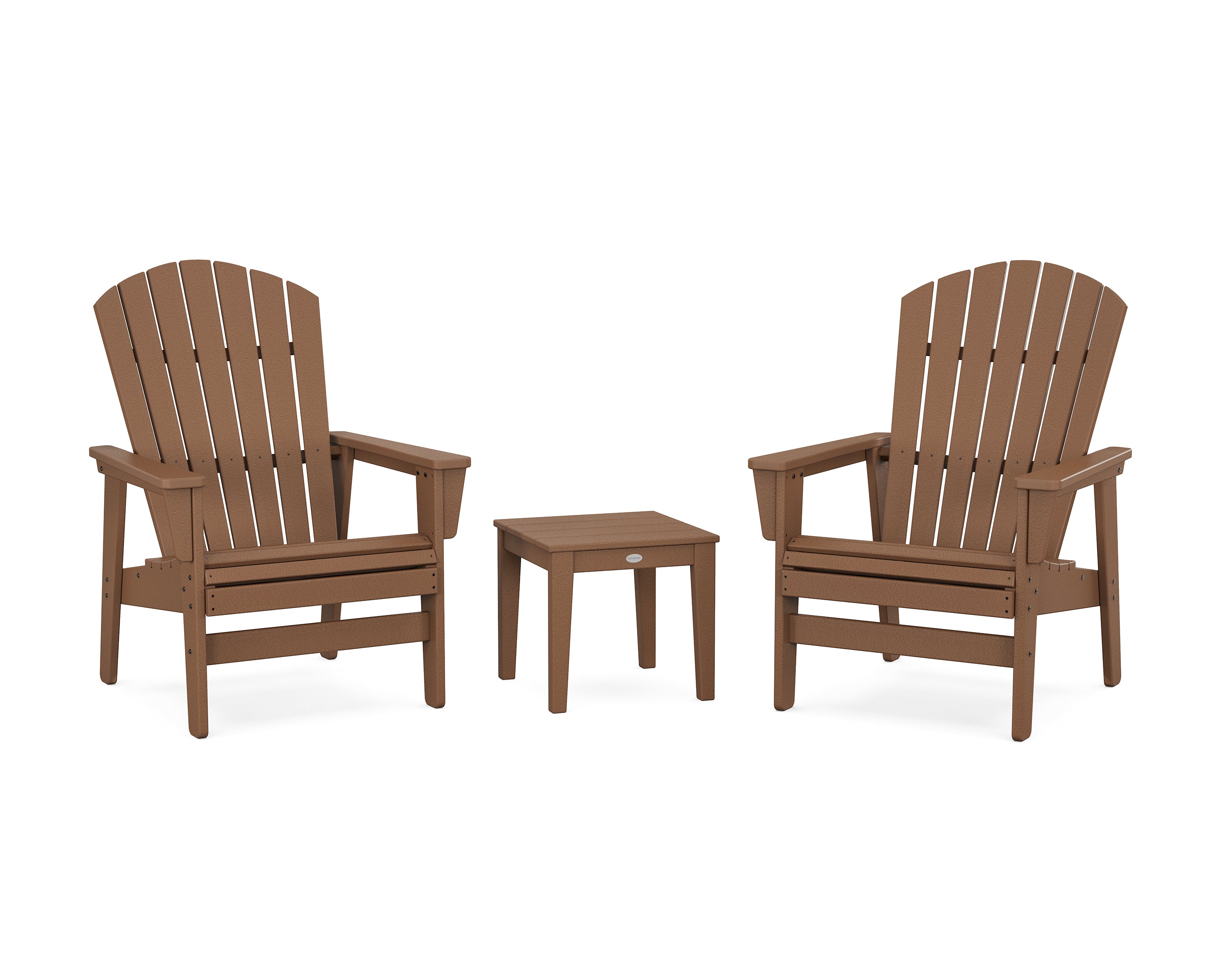 POLYWOOD 3-Piece Nautical Grand Upright Adirondack Set in Teak