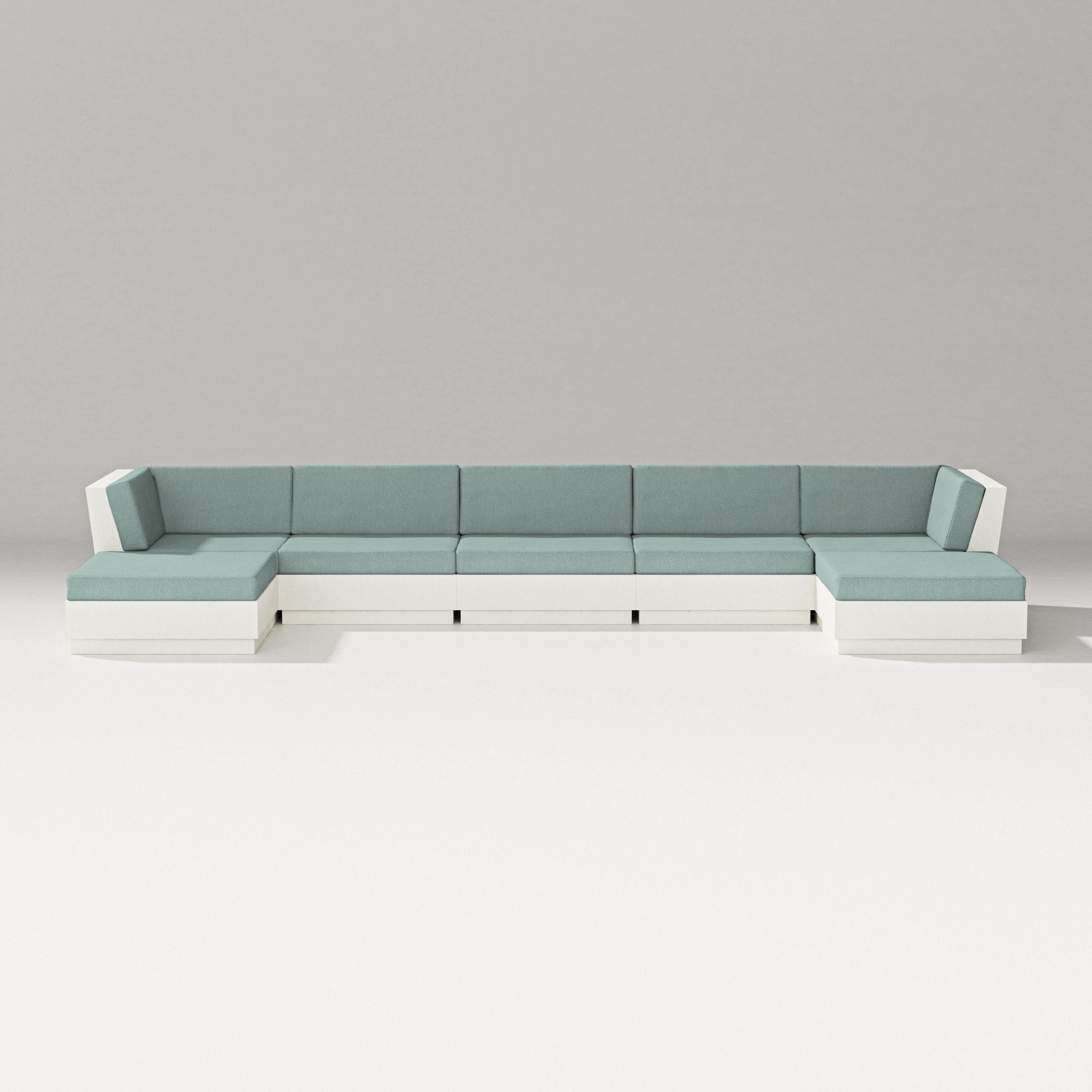 PW Designer Series Elevate 7-Piece Double Chaise Sectional in Vintage White / Glacier Spa