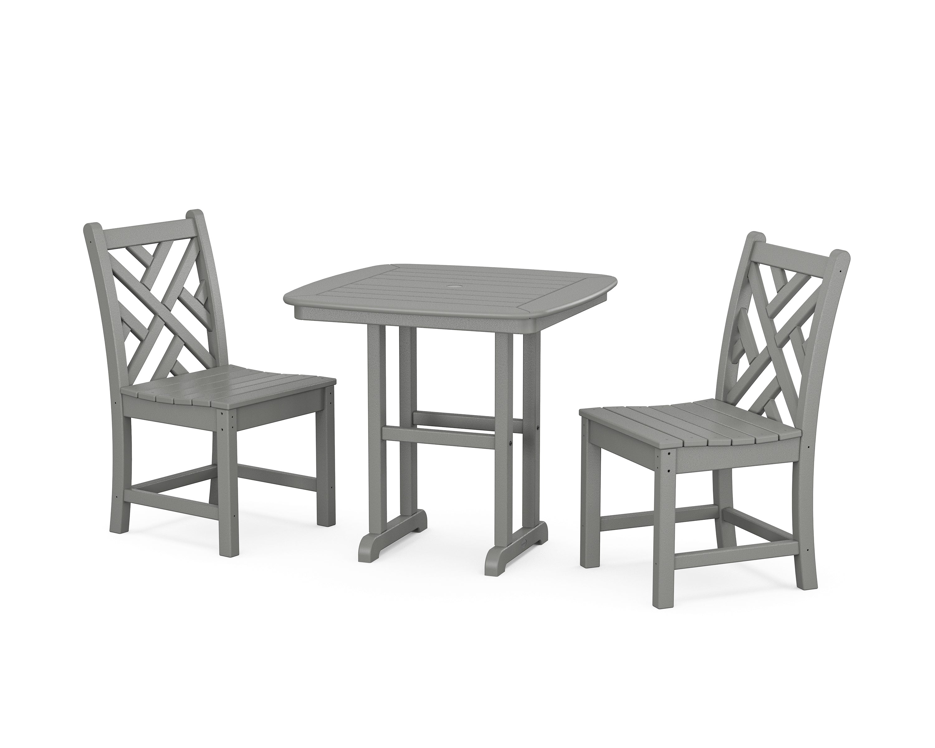 POLYWOOD® Chippendale Side Chair 3-Piece Dining Set in Slate Grey