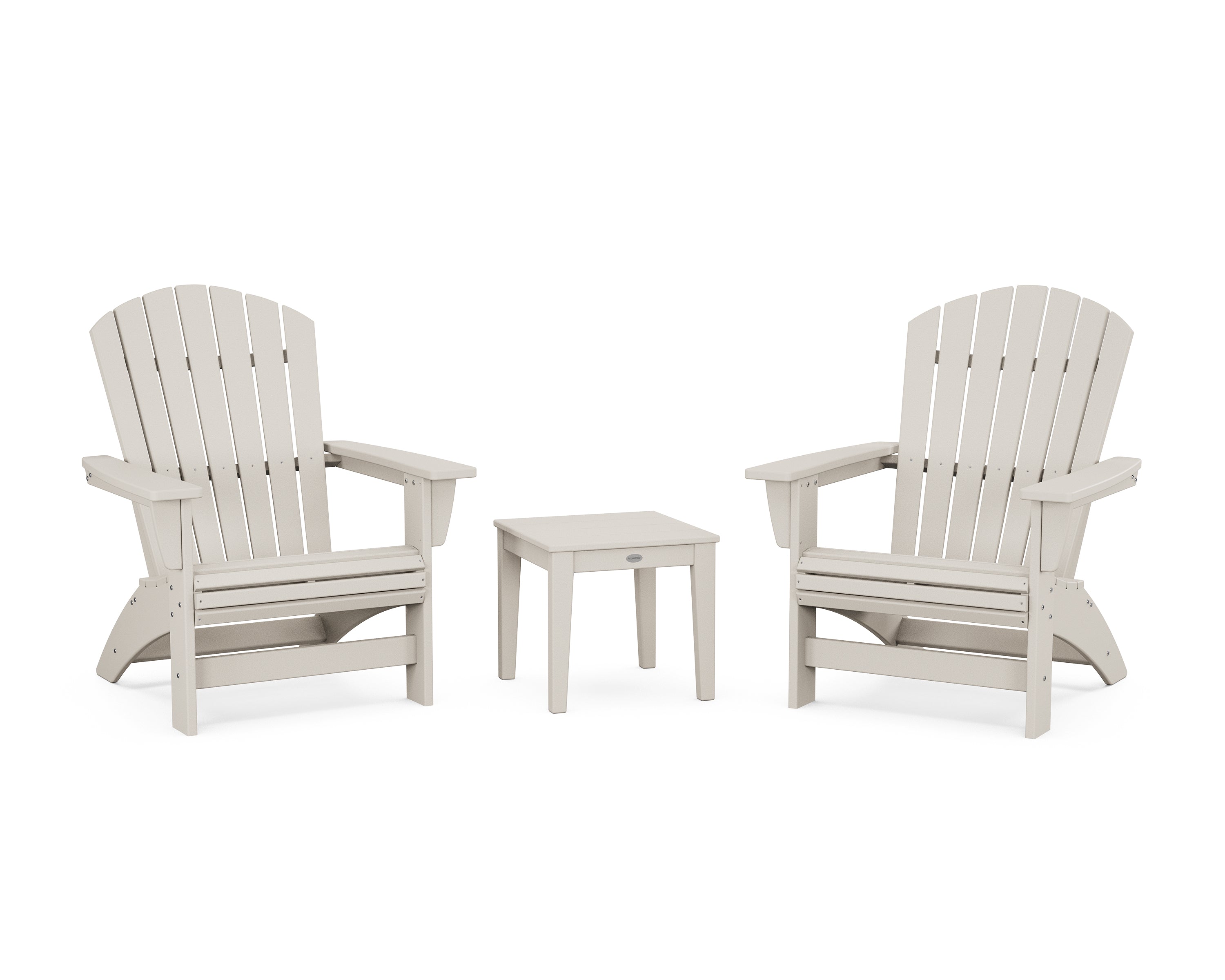 POLYWOOD 3-Piece Nautical Grand Adirondack Set in Sand