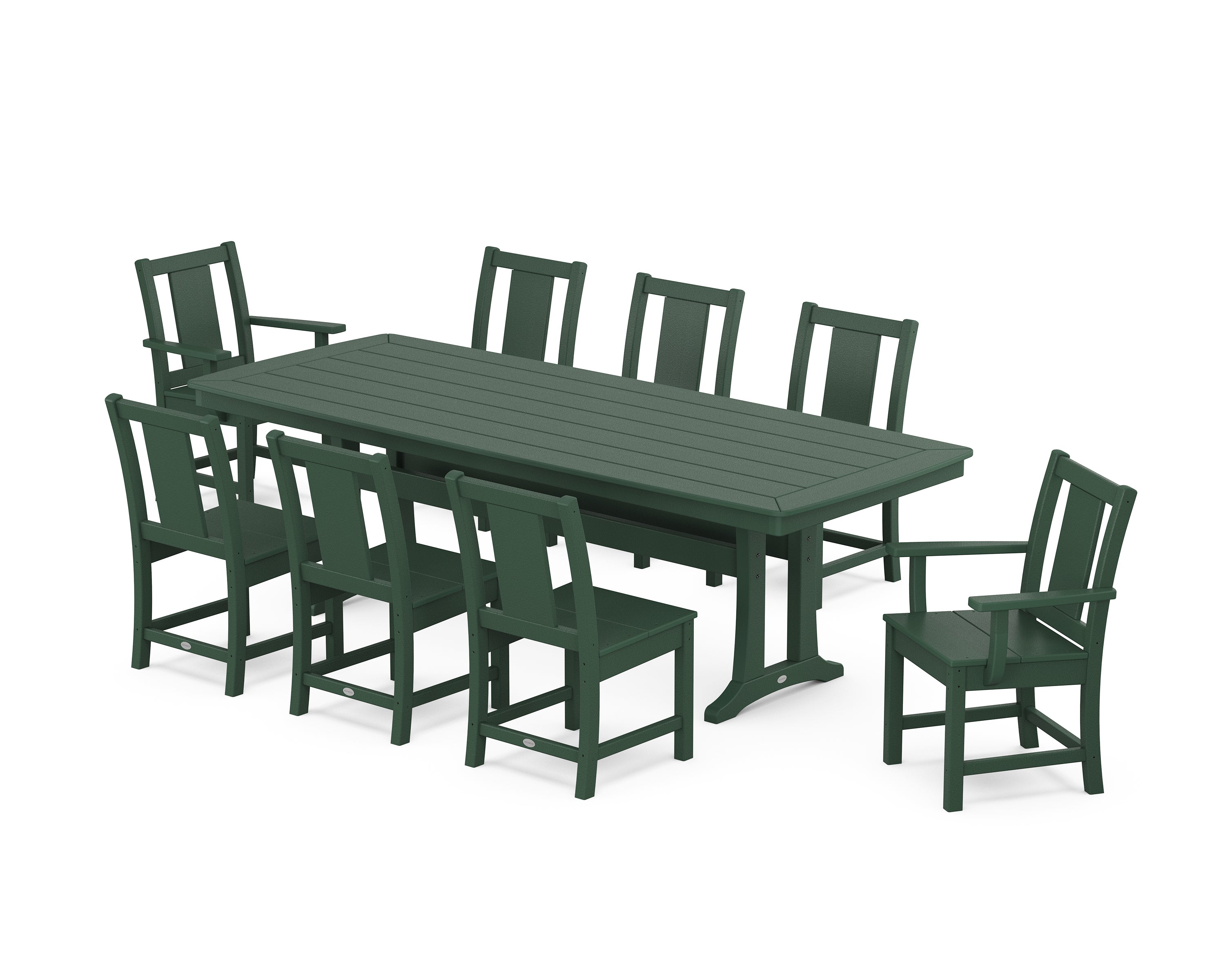 POLYWOOD Prairie 9-Piece Dining Set with Trestle Legs in Green