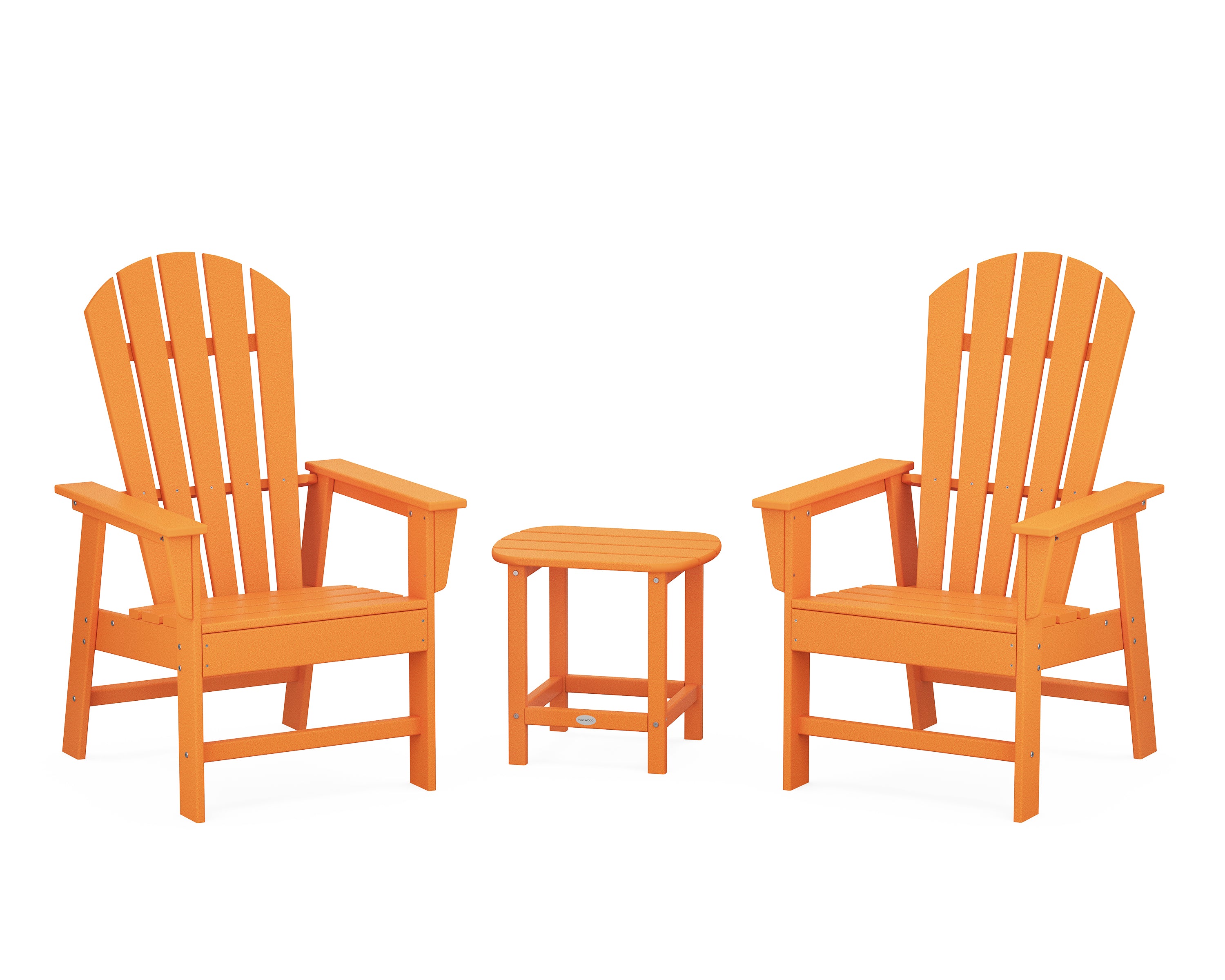 POLYWOOD South Beach Casual Chair 3-Piece Set with 18" South Beach Side Table in Tangerine