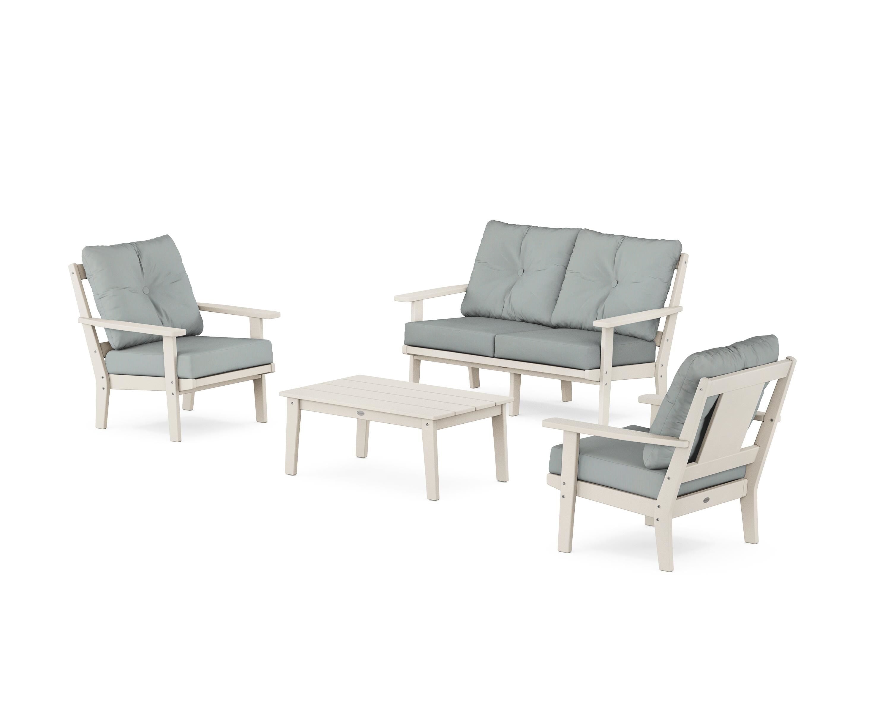 POLYWOOD Prairie 4-Piece Deep Seating Set with Loveseat in Sand / Spa