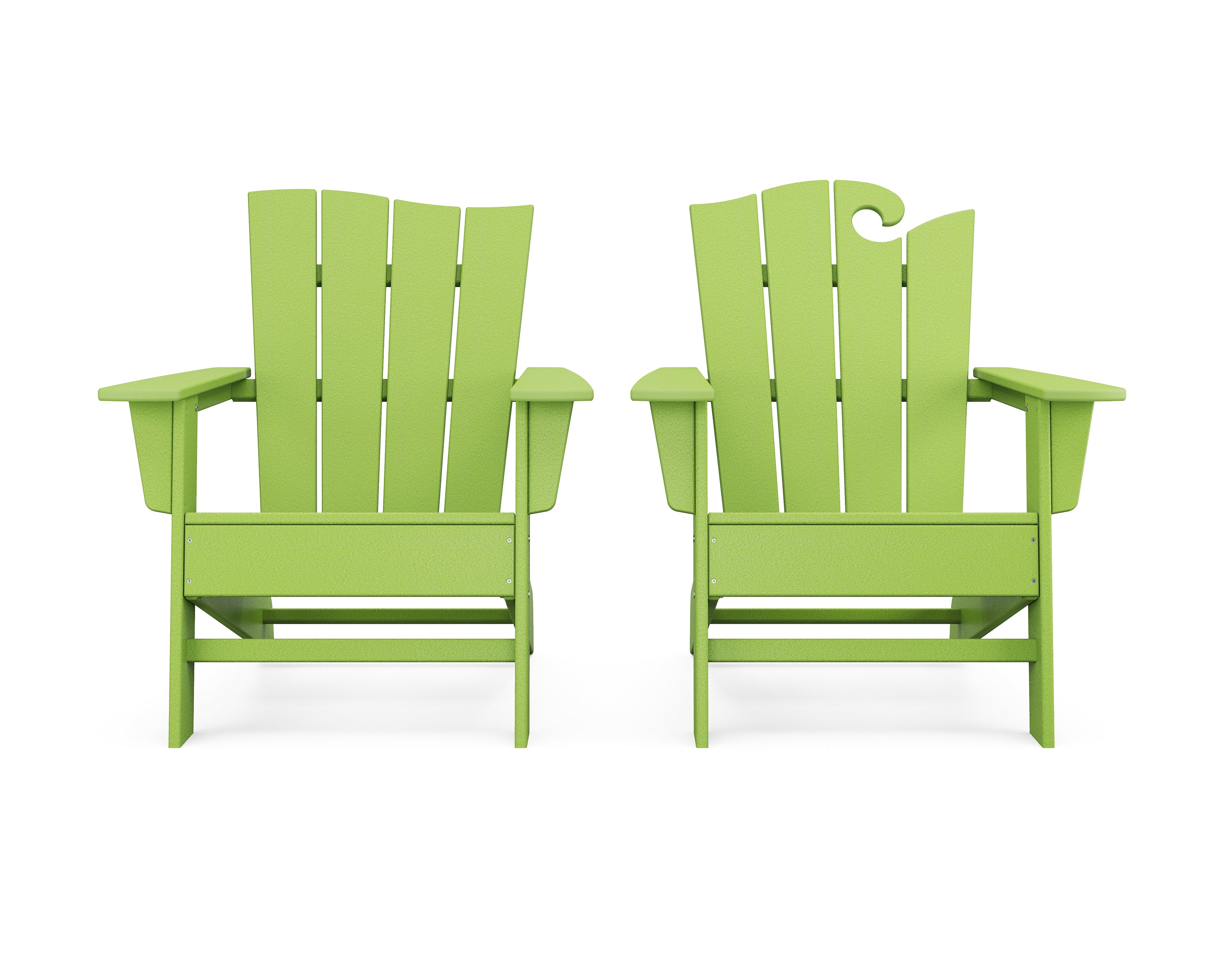 POLYWOOD Wave 2-Piece Adirondack Set with The Wave Chair Left in Lime