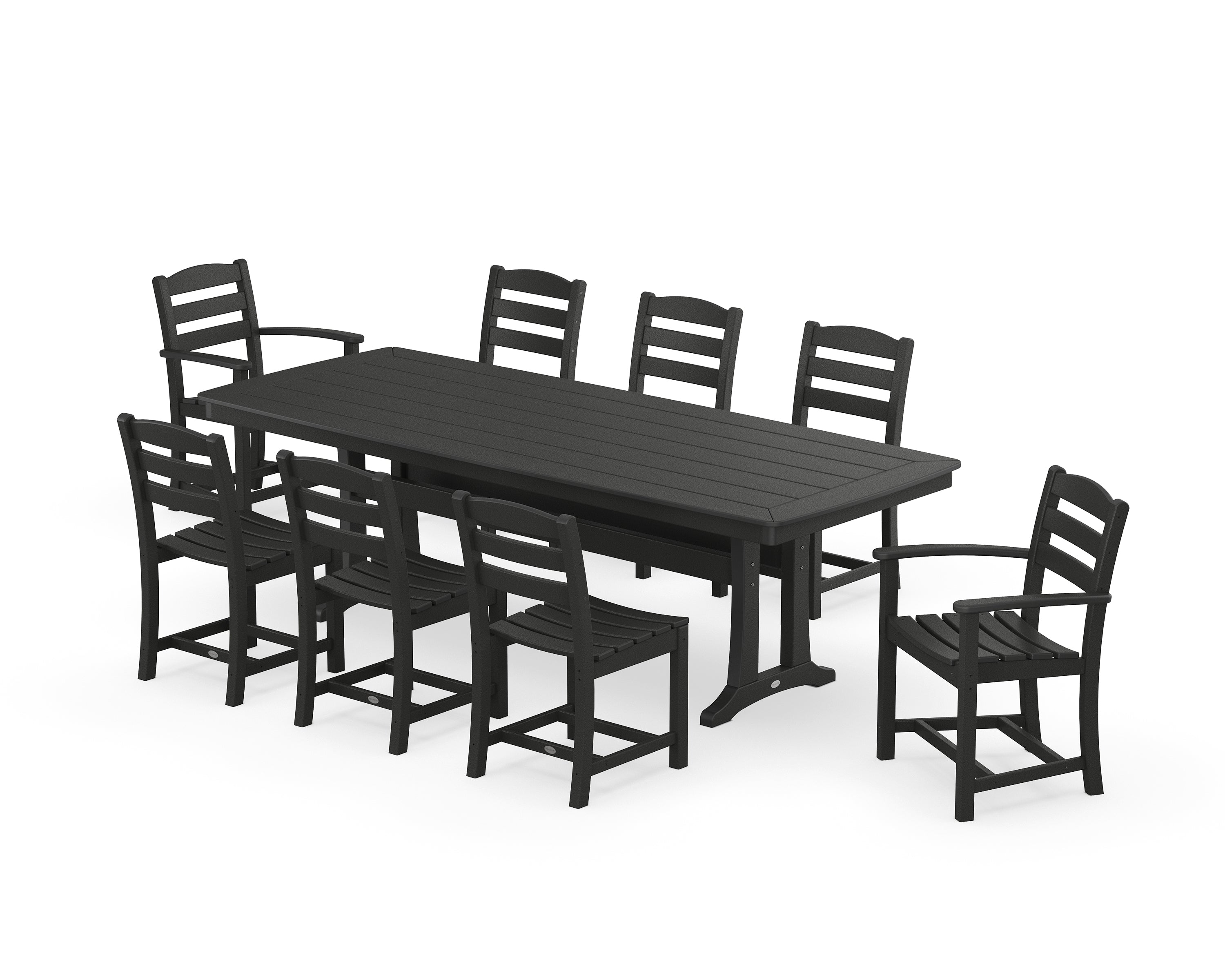 POLYWOOD La Casa Café 9-Piece Dining Set with Trestle Legs in Black