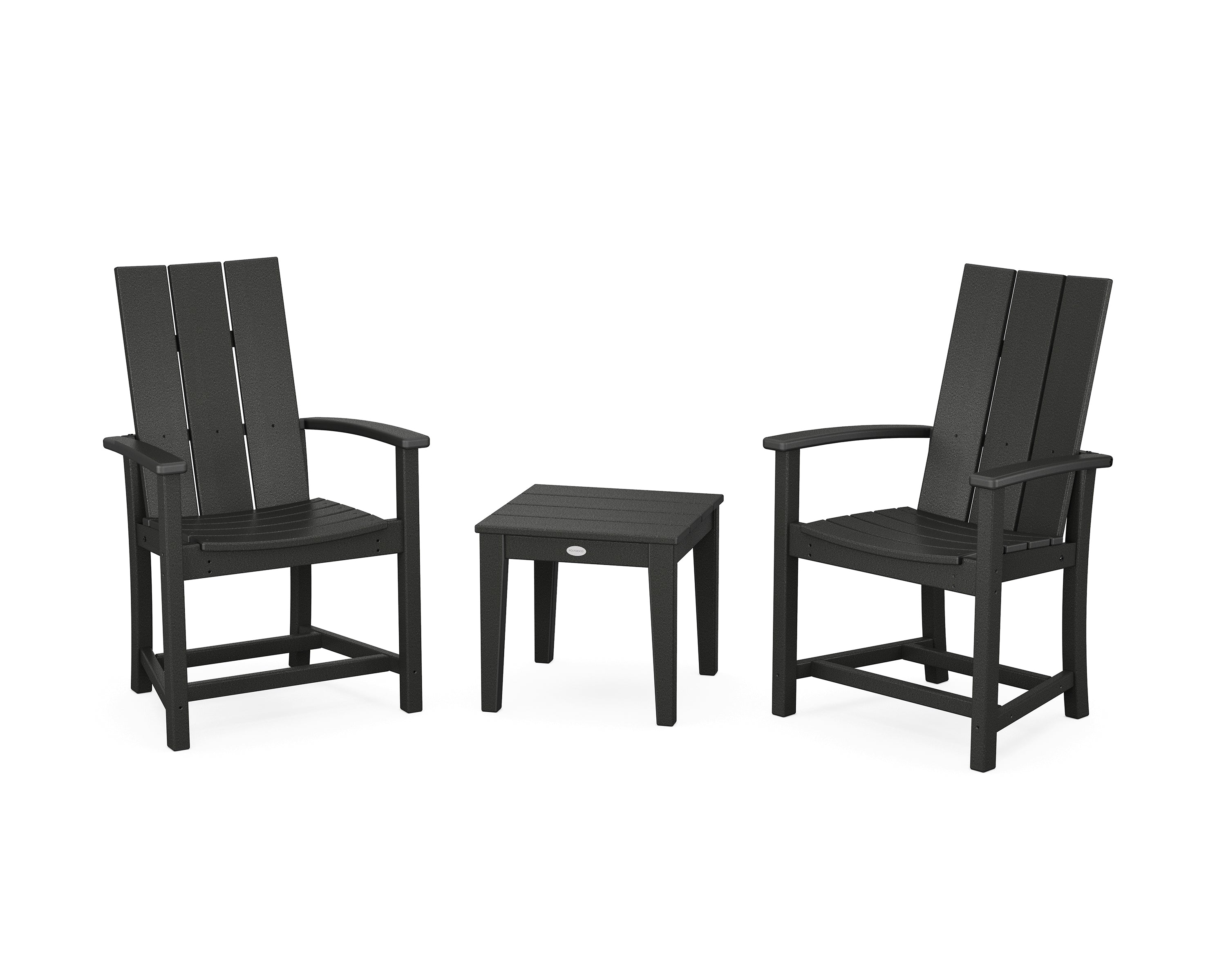 POLYWOOD Modern 3-Piece Upright Adirondack Chair Set in Black
