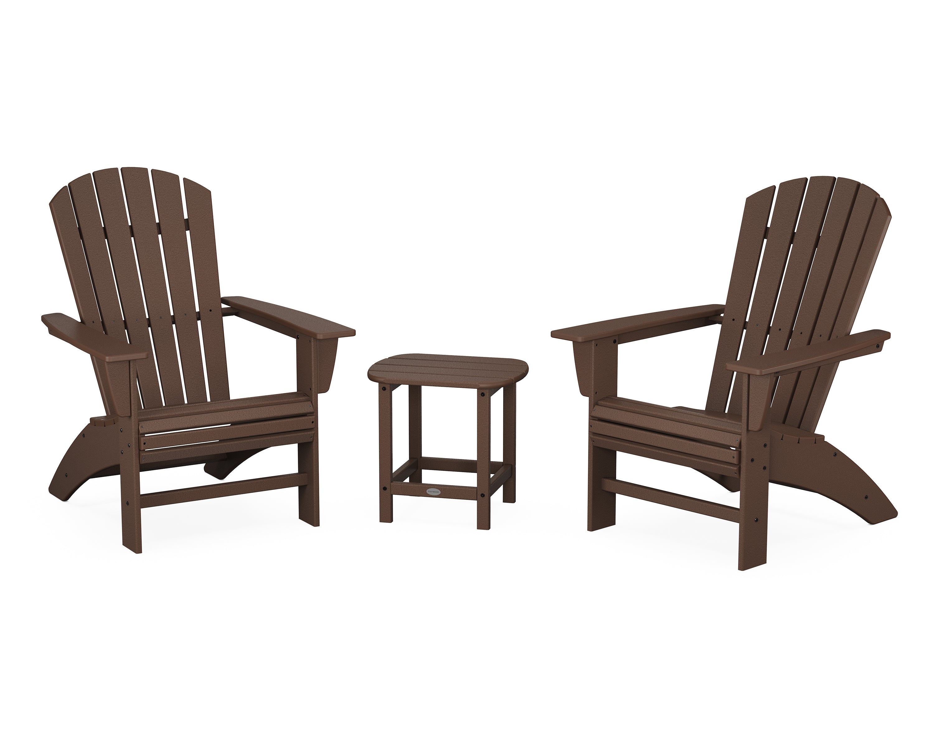 POLYWOOD Nautical 3-Piece Curveback Adirondack Set in Mahogany