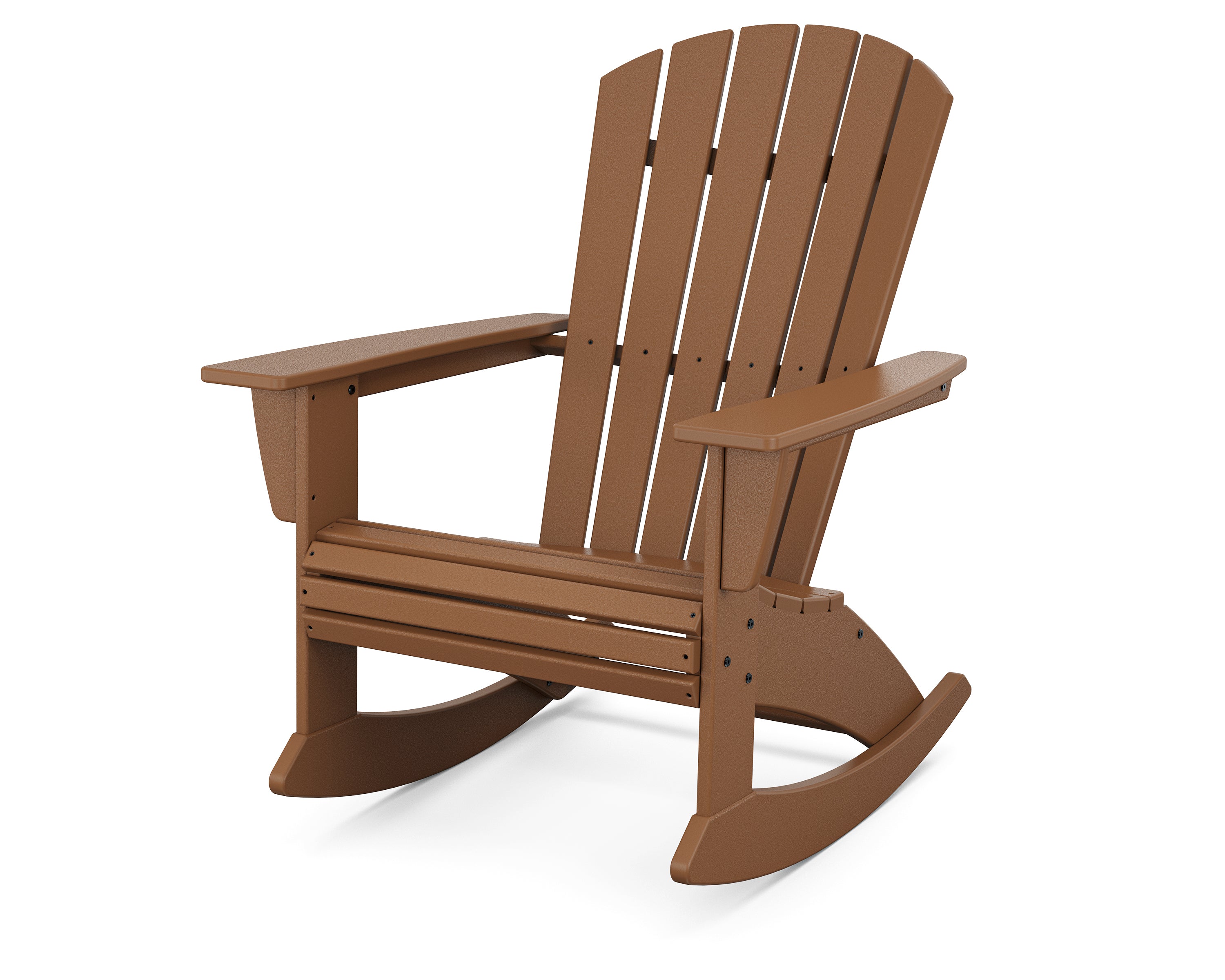 POLYWOOD Nautical Curveback Adirondack Rocking Chair in Teak