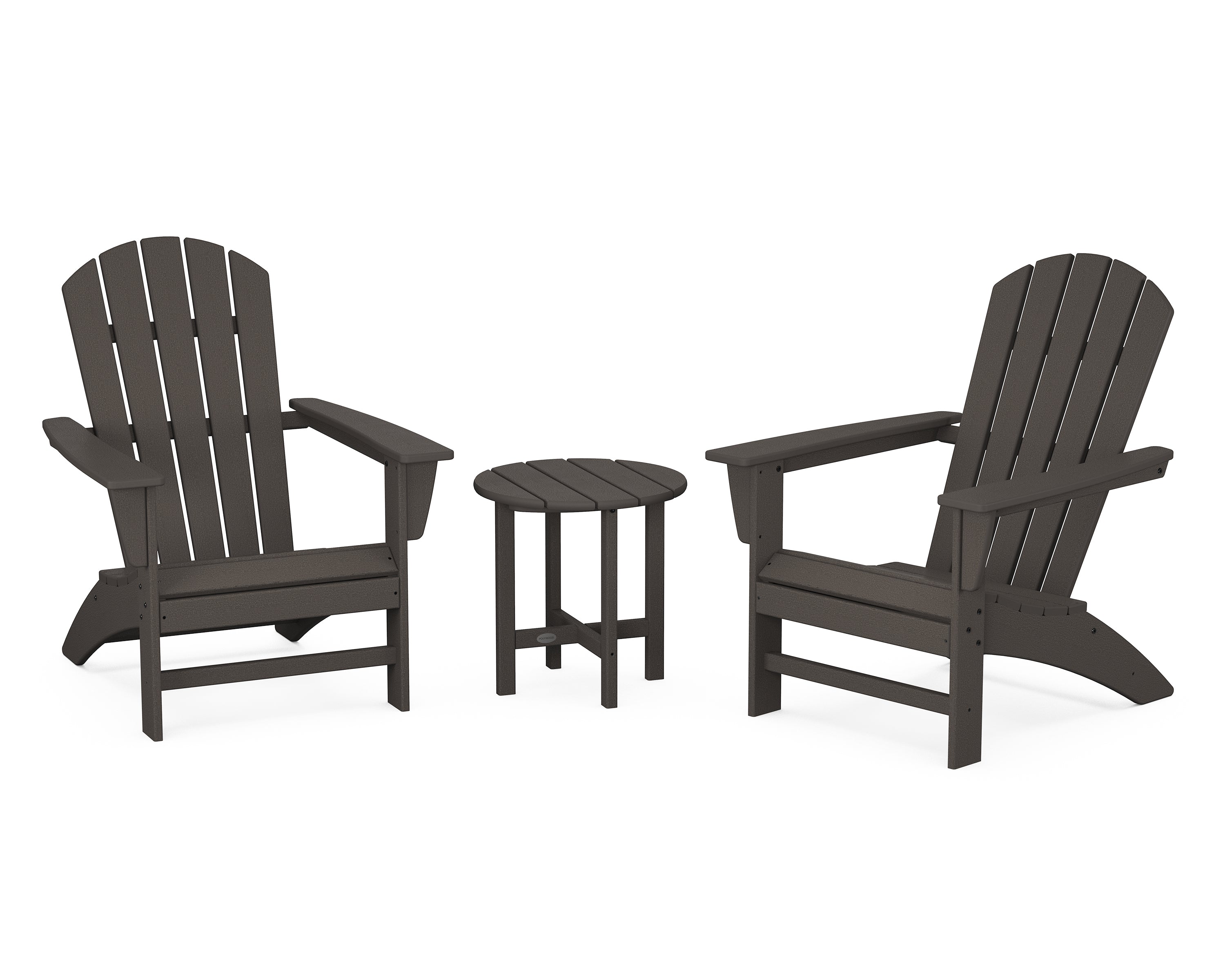 POLYWOOD Nautical 3-Piece Adirondack Set in Vintage Coffee