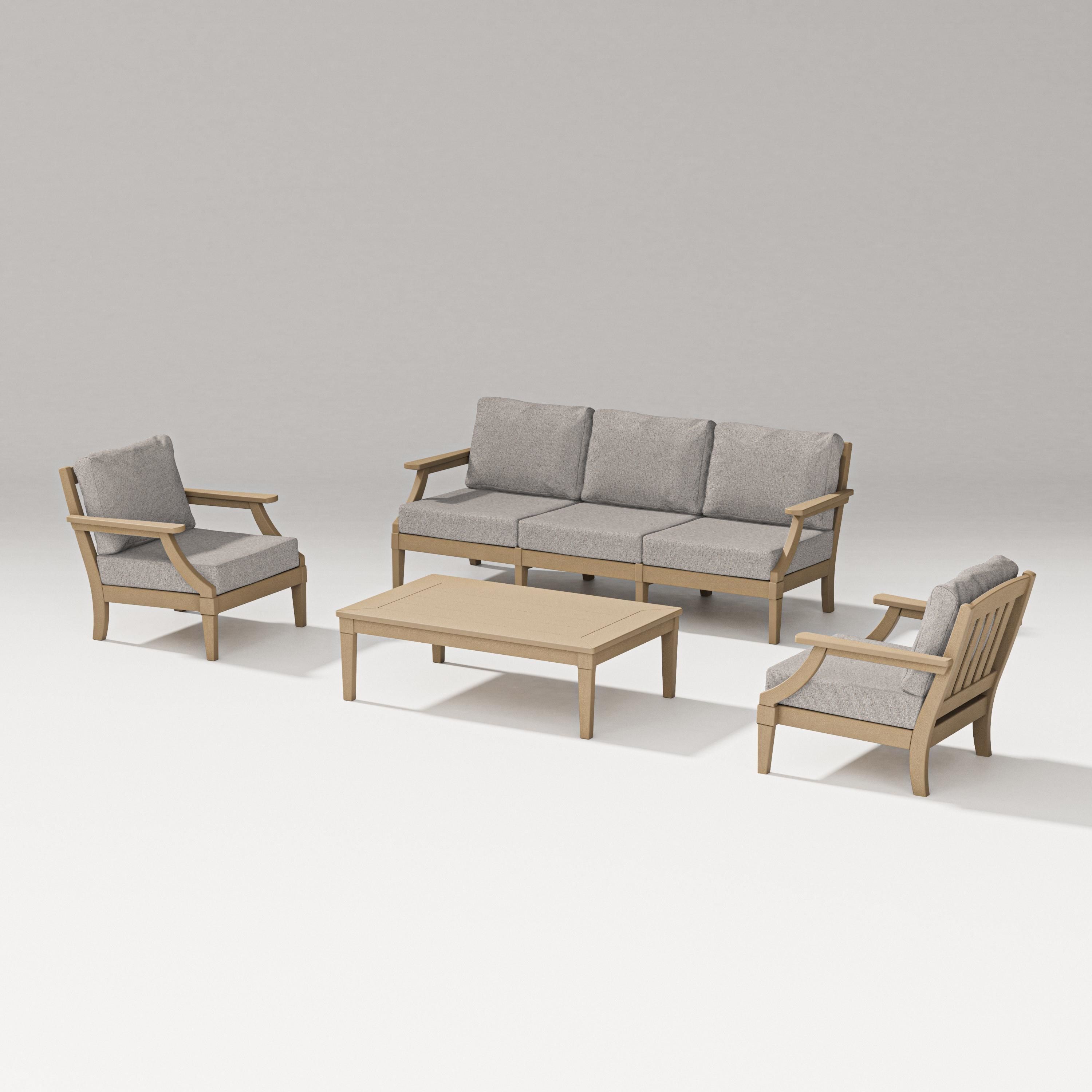 PW Designer Series Estate 4-Piece Lounge Sofa Set in Vintage Sahara / Weathered Tweed