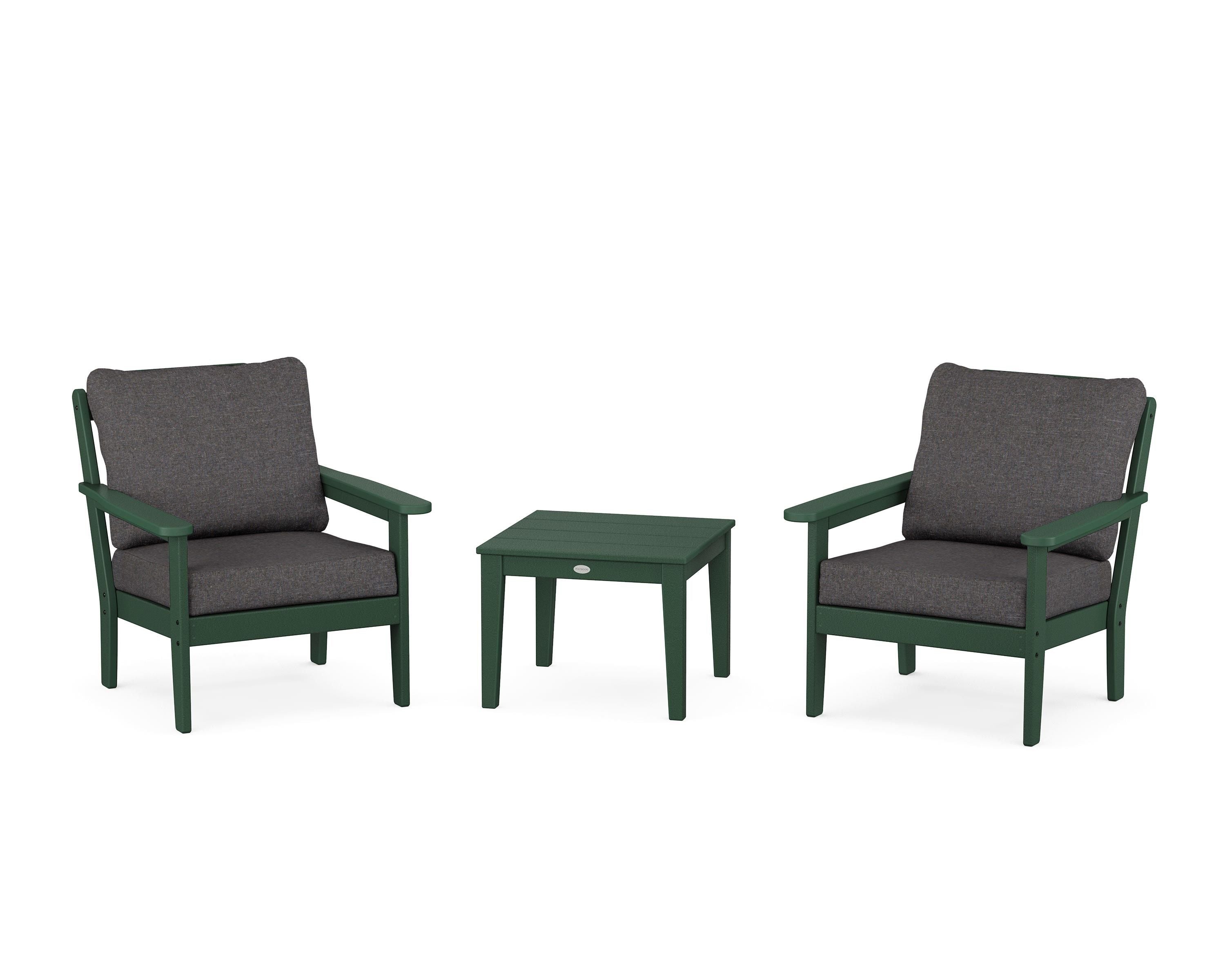 Country Living Cottage 3-Piece Deep Seating Set in Green / Ash Charcoal